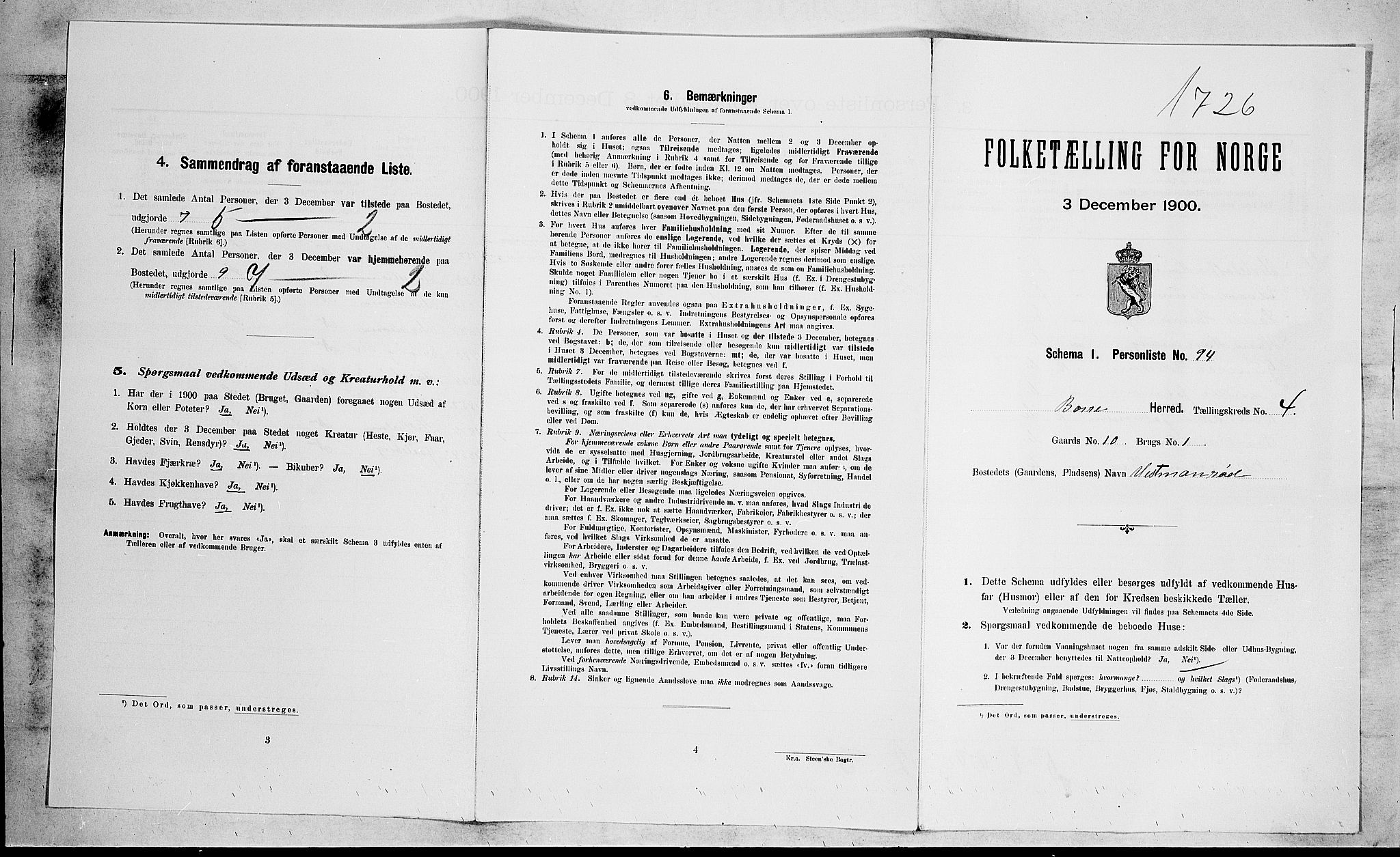 RA, 1900 census for Borre, 1900, p. 774