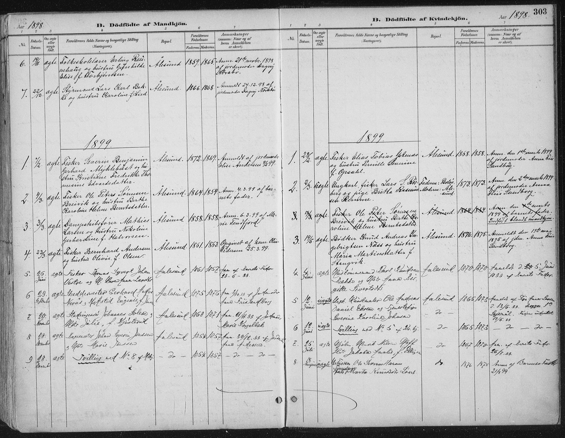 Ministerialprotokoller, klokkerbøker og fødselsregistre - Møre og Romsdal, SAT/A-1454/529/L0456: Parish register (official) no. 529A06, 1894-1906, p. 303