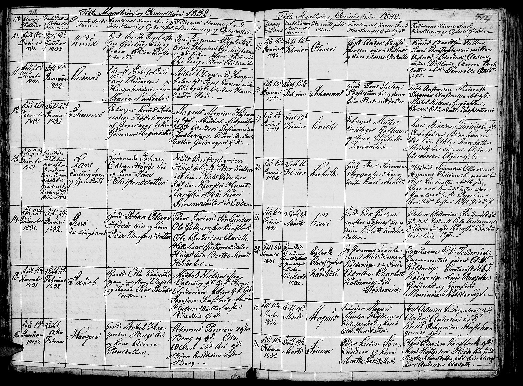 Vang prestekontor, Hedmark, AV/SAH-PREST-008/H/Ha/Hab/L0005: Parish register (copy) no. 5, 1815-1836, p. 413-414