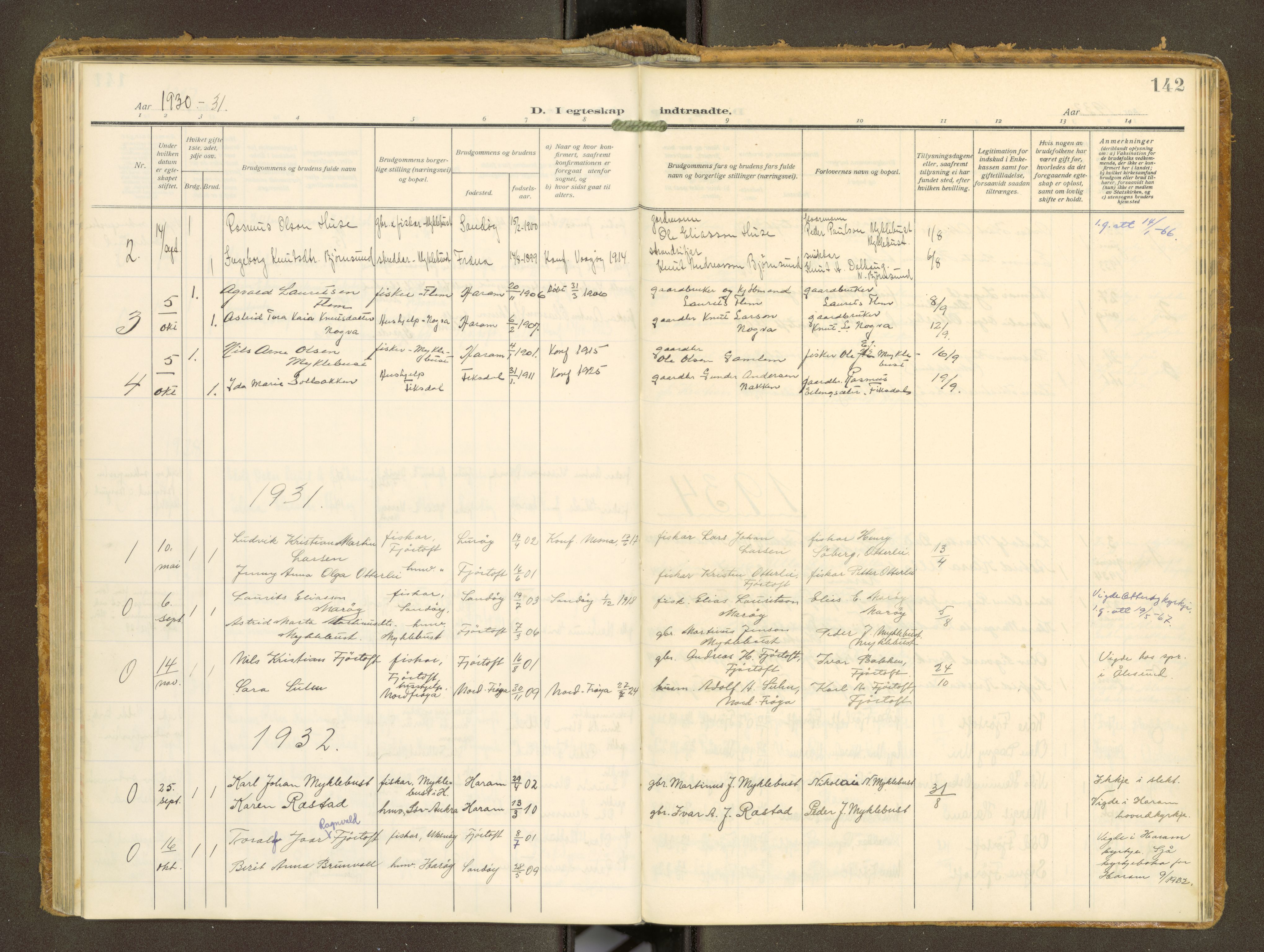 Ministerialprotokoller, klokkerbøker og fødselsregistre - Møre og Romsdal, AV/SAT-A-1454/538/L0528: Parish register (official) no. 538A--, 1911-1935, p. 142