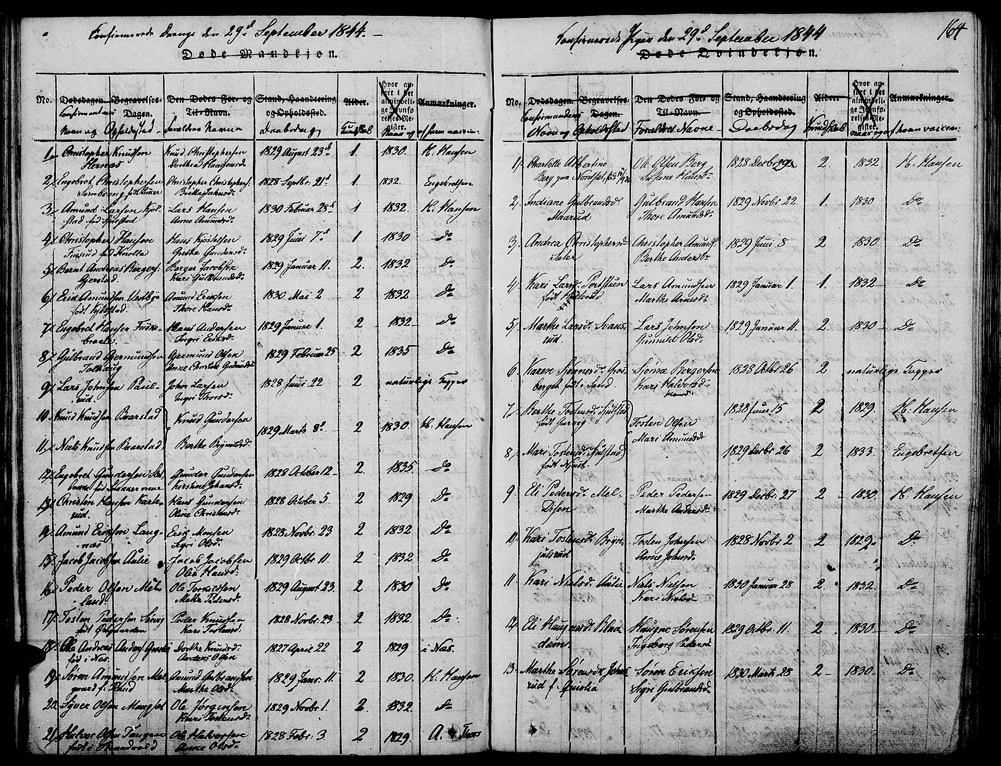 Strøm-Odalen prestekontor, AV/SAH-PREST-028/H/Ha/Haa/L0006: Parish register (official) no. 6, 1814-1850, p. 164