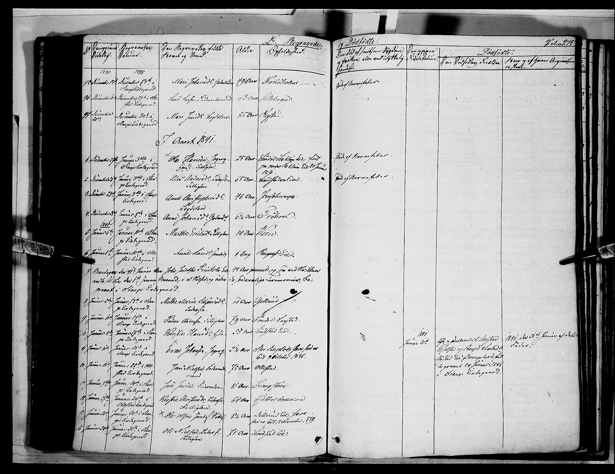 Stange prestekontor, SAH/PREST-002/K/L0010: Parish register (official) no. 10, 1835-1845, p. 275