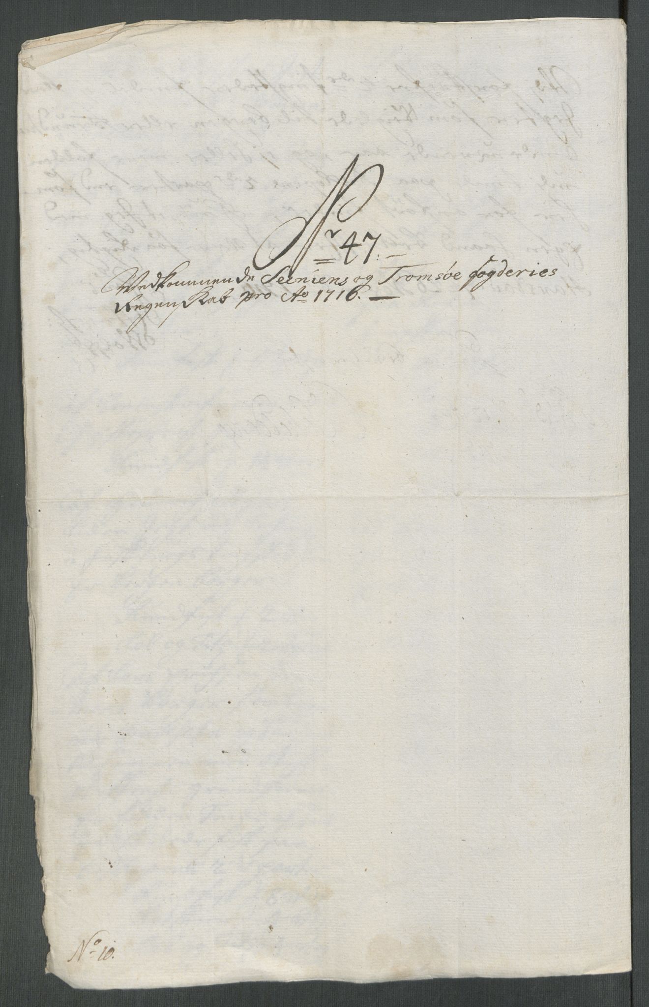 Rentekammeret inntil 1814, Reviderte regnskaper, Fogderegnskap, AV/RA-EA-4092/R68/L4762: Fogderegnskap Senja og Troms, 1716, p. 277