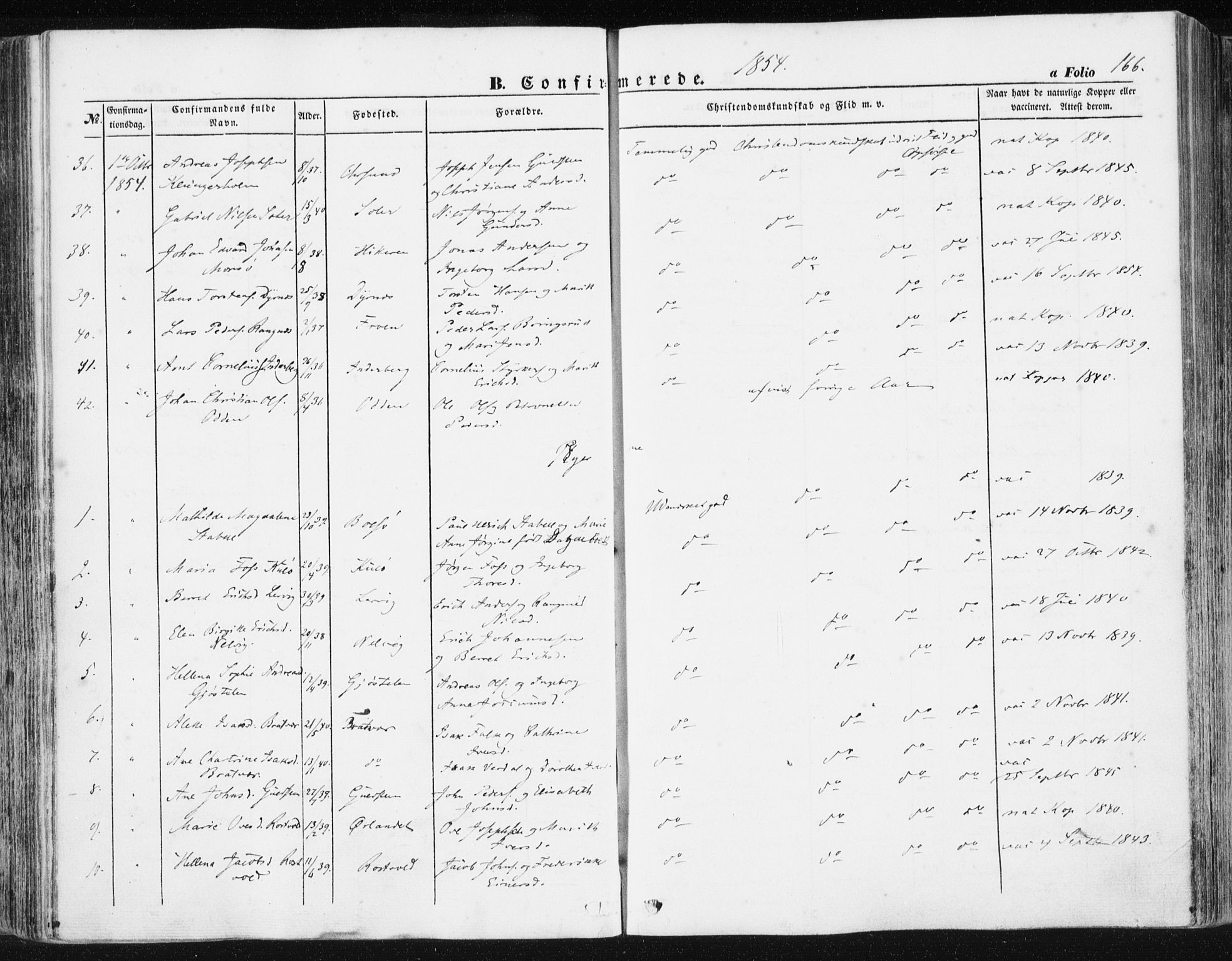 Ministerialprotokoller, klokkerbøker og fødselsregistre - Møre og Romsdal, AV/SAT-A-1454/581/L0937: Parish register (official) no. 581A05, 1853-1872, p. 166