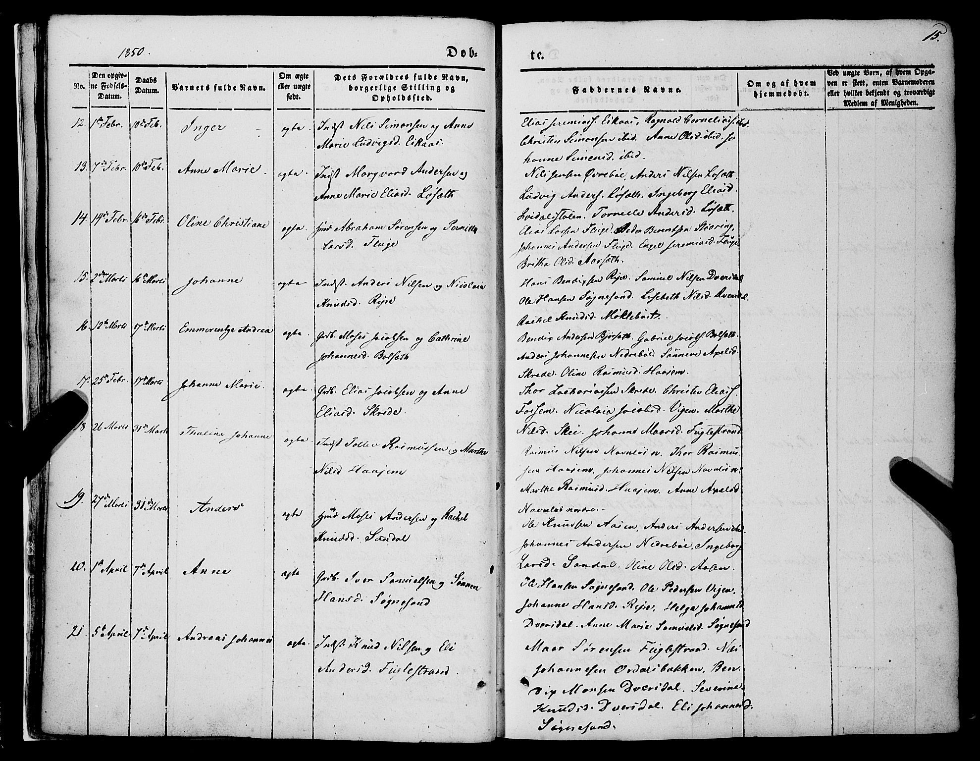 Jølster sokneprestembete, AV/SAB-A-80701/H/Haa/Haaa/L0010: Parish register (official) no. A 10, 1847-1865, p. 15