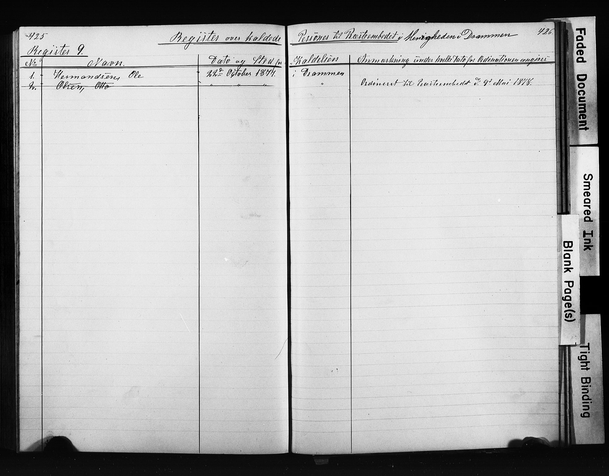 Den katolsk apostoliske menighet i Oslo , AV/SAO-PAO-0214/F/Fb/L0001: Dissenter register no. 1, 1877-1894, p. 425-426