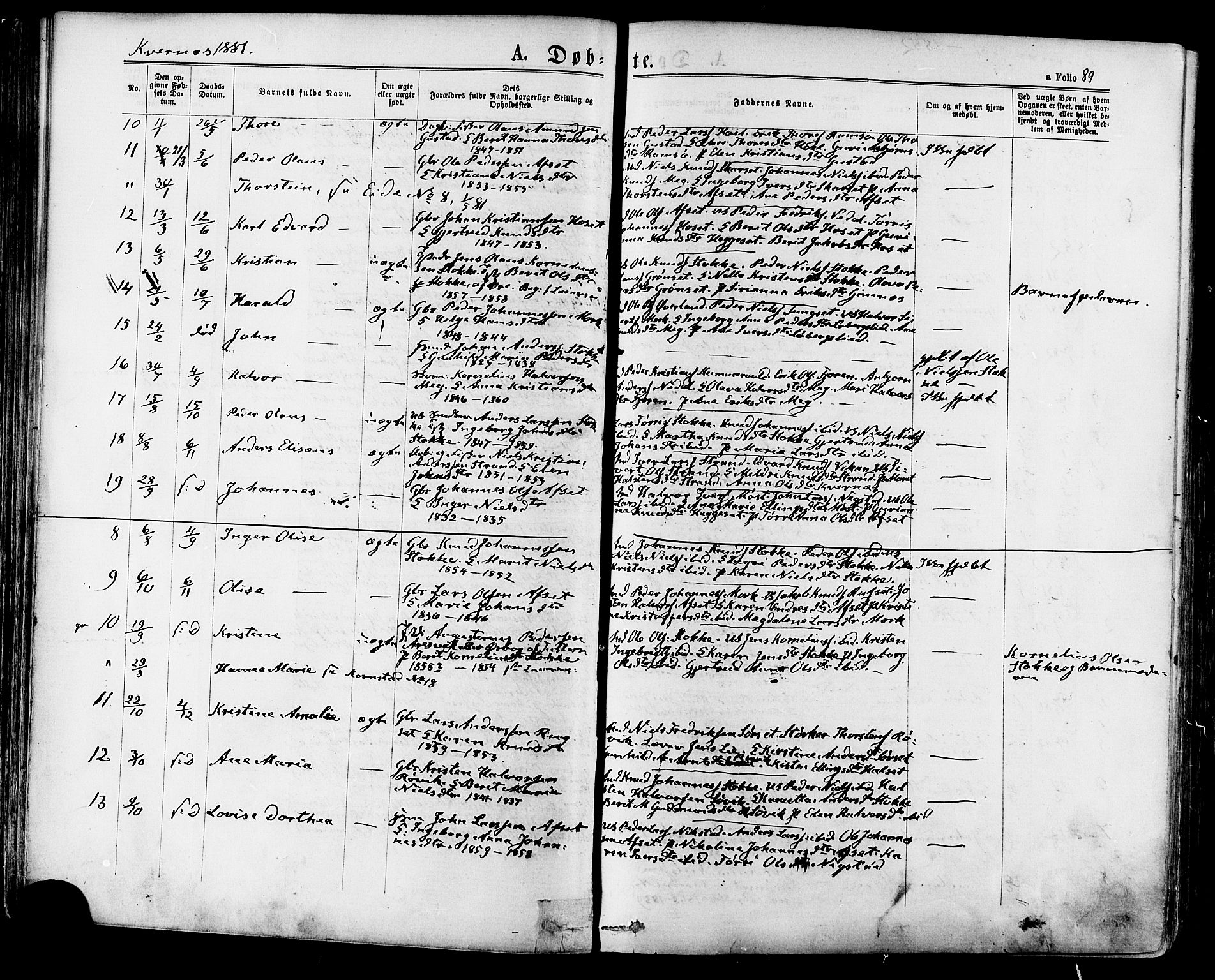 Ministerialprotokoller, klokkerbøker og fødselsregistre - Møre og Romsdal, SAT/A-1454/568/L0805: Parish register (official) no. 568A12 /1, 1869-1884, p. 89
