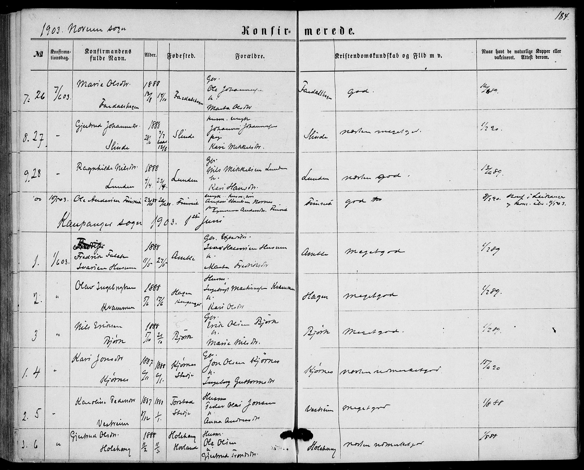 Sogndal sokneprestembete, AV/SAB-A-81301/H/Haa/Haaa/L0015: Parish register (official) no. A 15, 1871-1904, p. 184