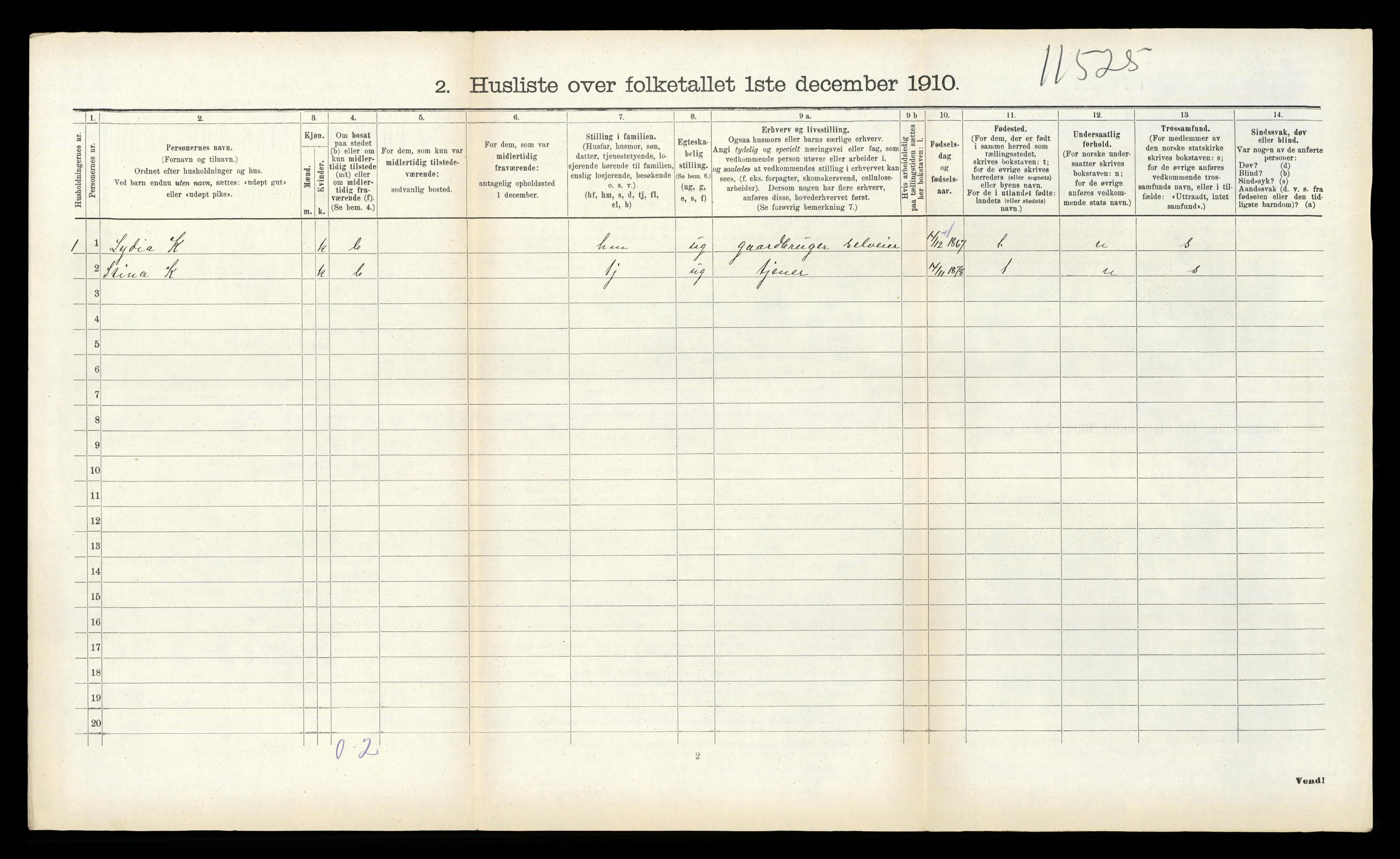 RA, 1910 census for Kinn, 1910, p. 1077