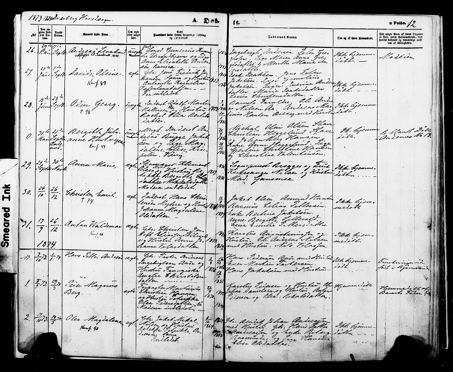 Ministerialprotokoller, klokkerbøker og fødselsregistre - Nordland, SAT/A-1459/897/L1397: Parish register (official) no. 897A05 /1, 1867-1880, p. 12