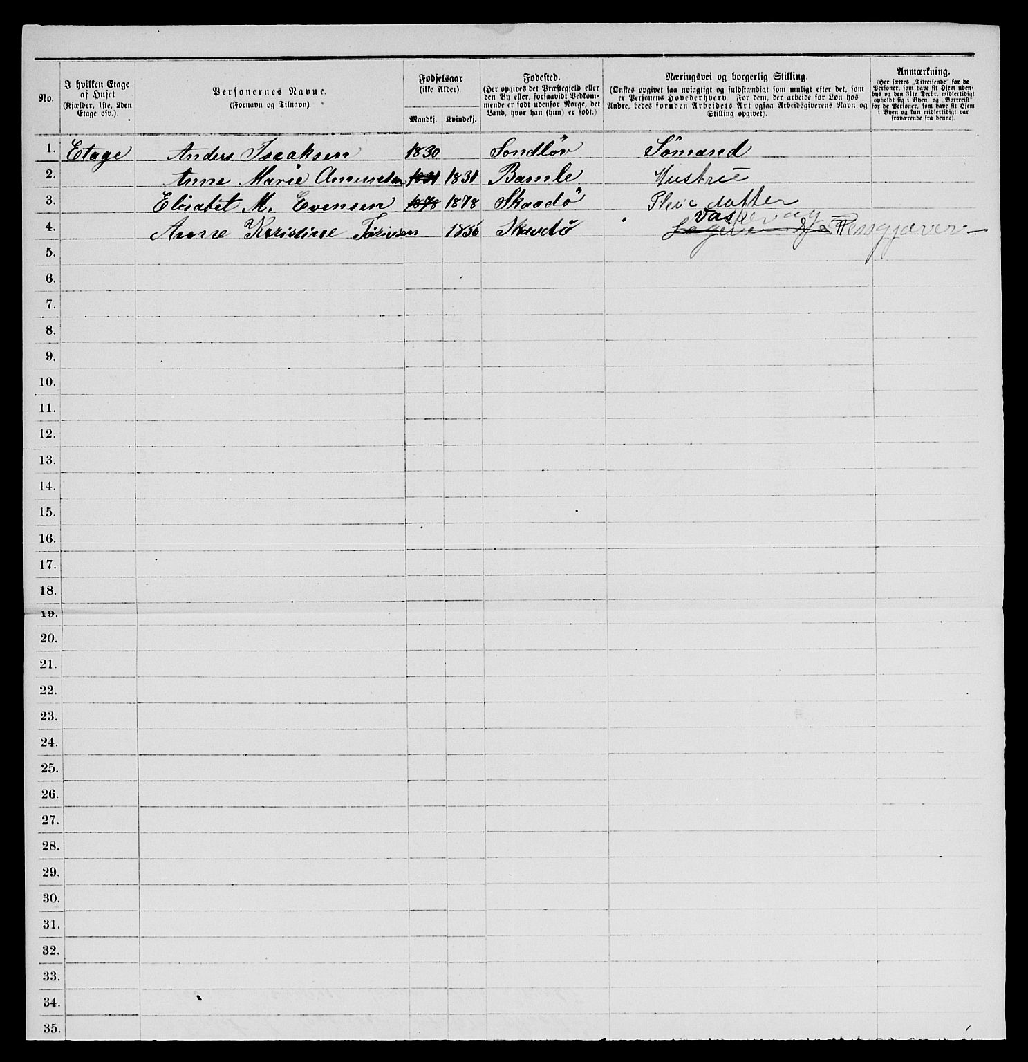 SAKO, 1885 census for 0801 Kragerø, 1885, p. 154