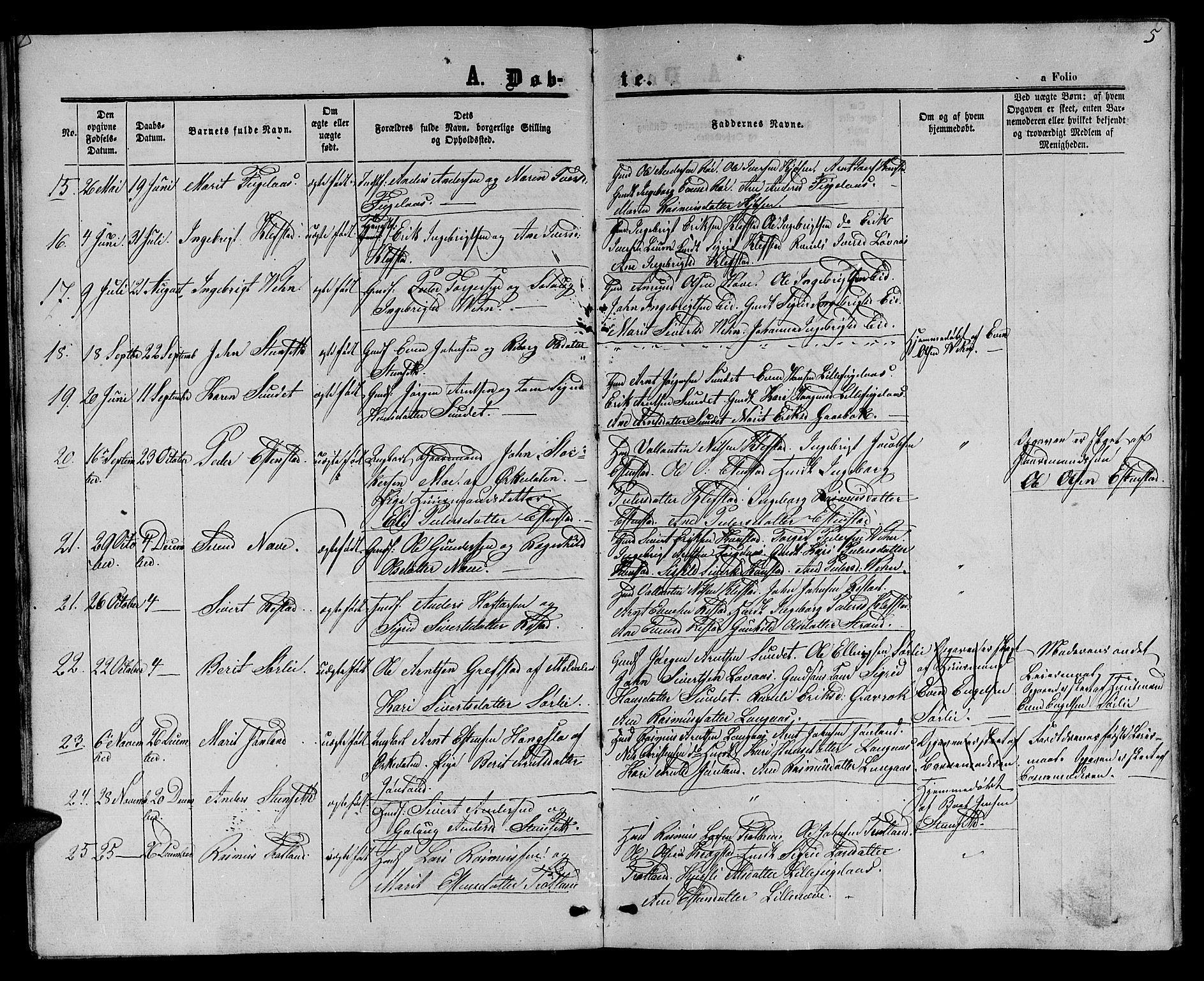 Ministerialprotokoller, klokkerbøker og fødselsregistre - Sør-Trøndelag, SAT/A-1456/694/L1131: Parish register (copy) no. 694C03, 1858-1886, p. 5