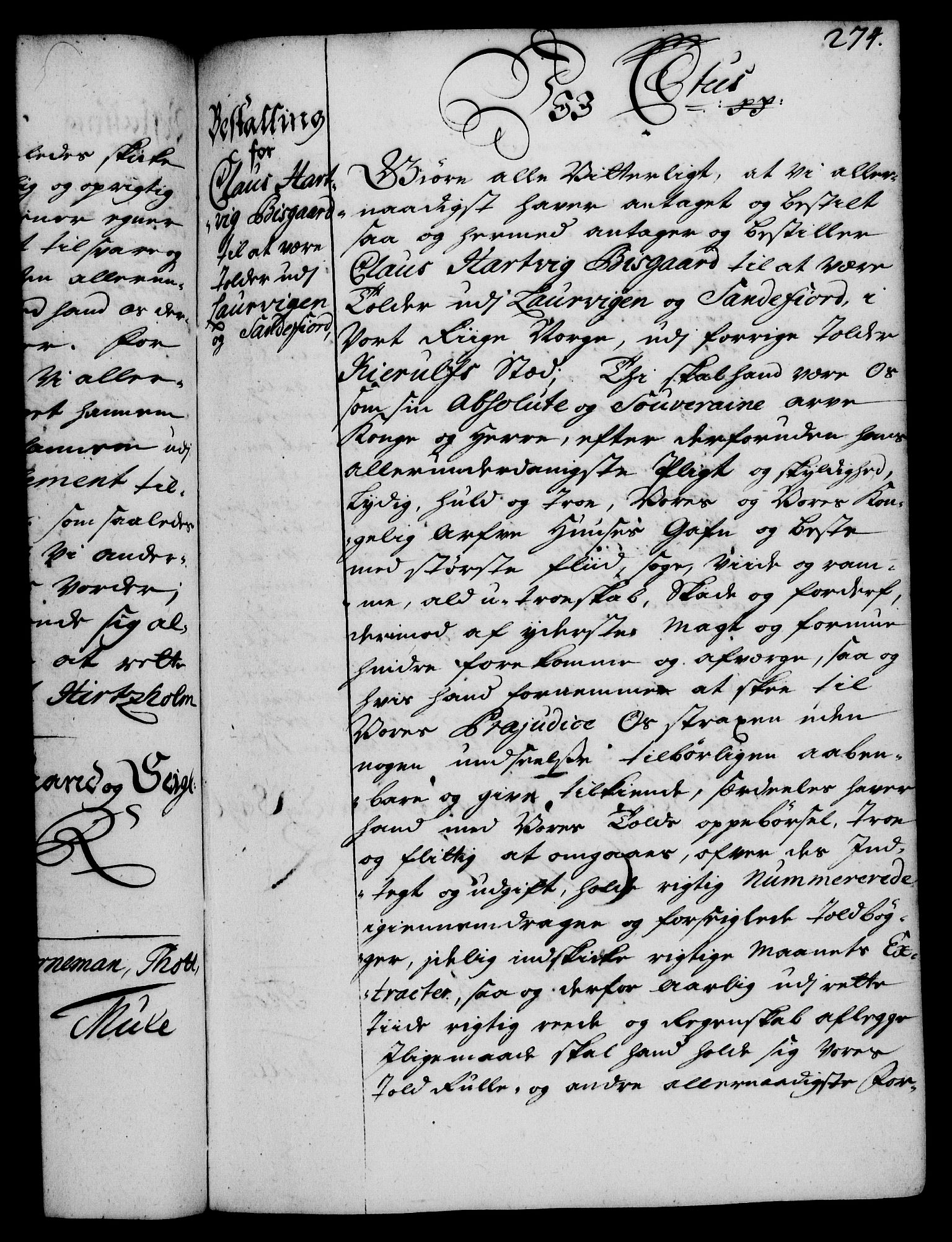 Rentekammeret, Kammerkanselliet, RA/EA-3111/G/Gg/Gge/L0002: Norsk bestallingsprotokoll med register (merket RK 53.26), 1730-1744, p. 274