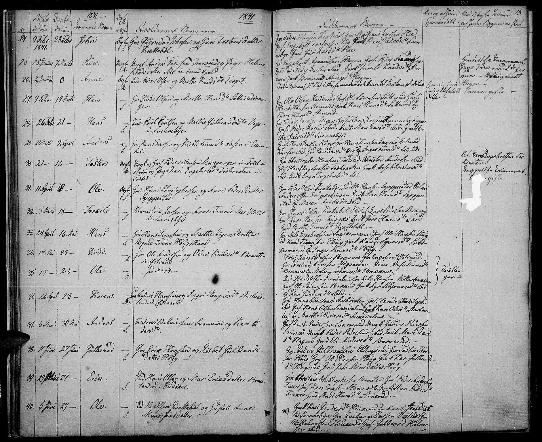 Nord-Odal prestekontor, AV/SAH-PREST-032/H/Ha/Haa/L0002: Parish register (official) no. 2, 1839-1850, p. 13