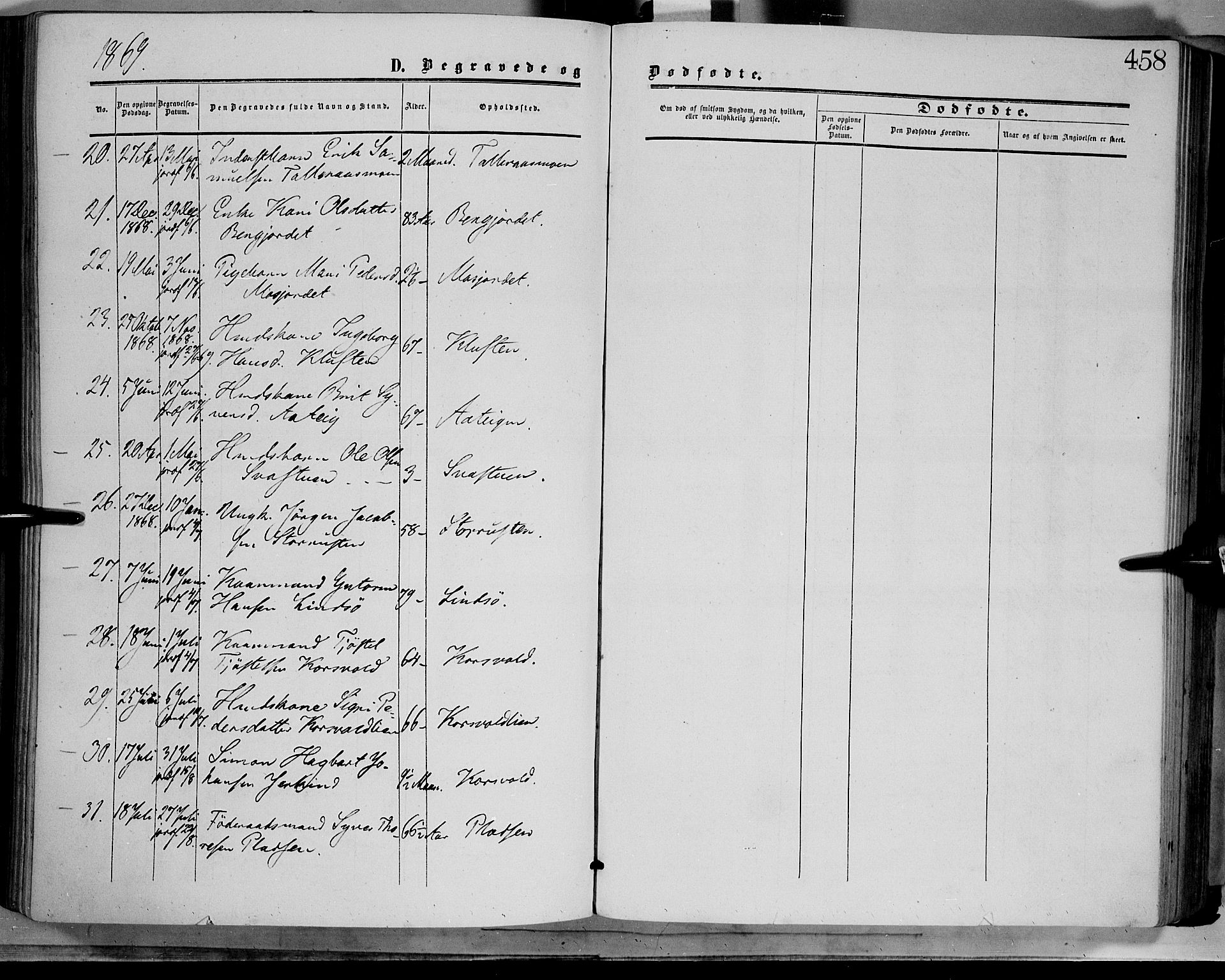 Dovre prestekontor, SAH/PREST-066/H/Ha/Haa/L0001: Parish register (official) no. 1, 1854-1878, p. 458