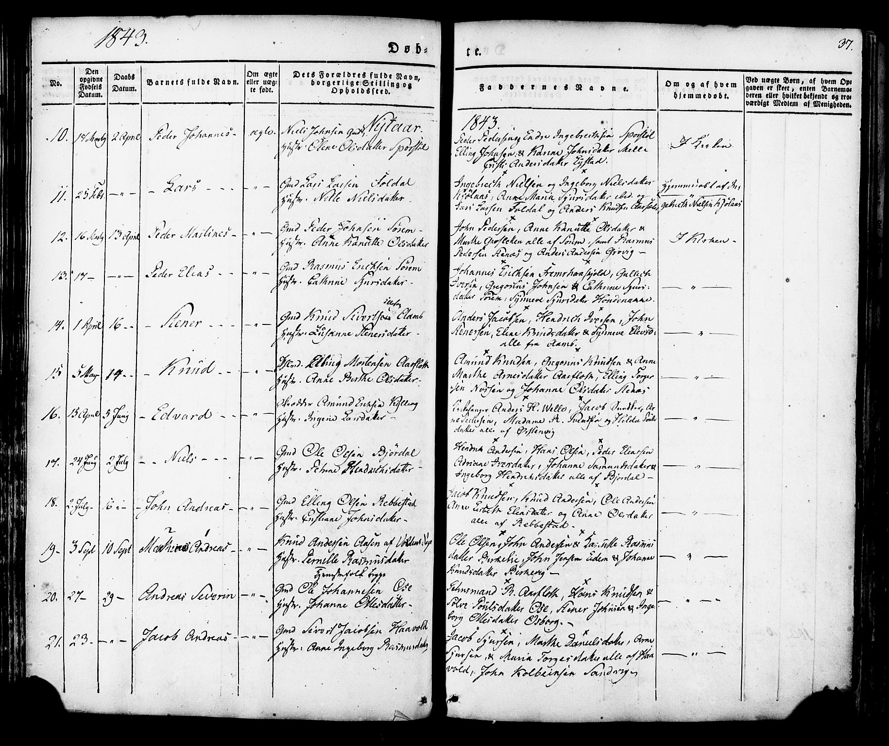 Ministerialprotokoller, klokkerbøker og fødselsregistre - Møre og Romsdal, AV/SAT-A-1454/513/L0174: Parish register (official) no. 513A01, 1831-1855, p. 37