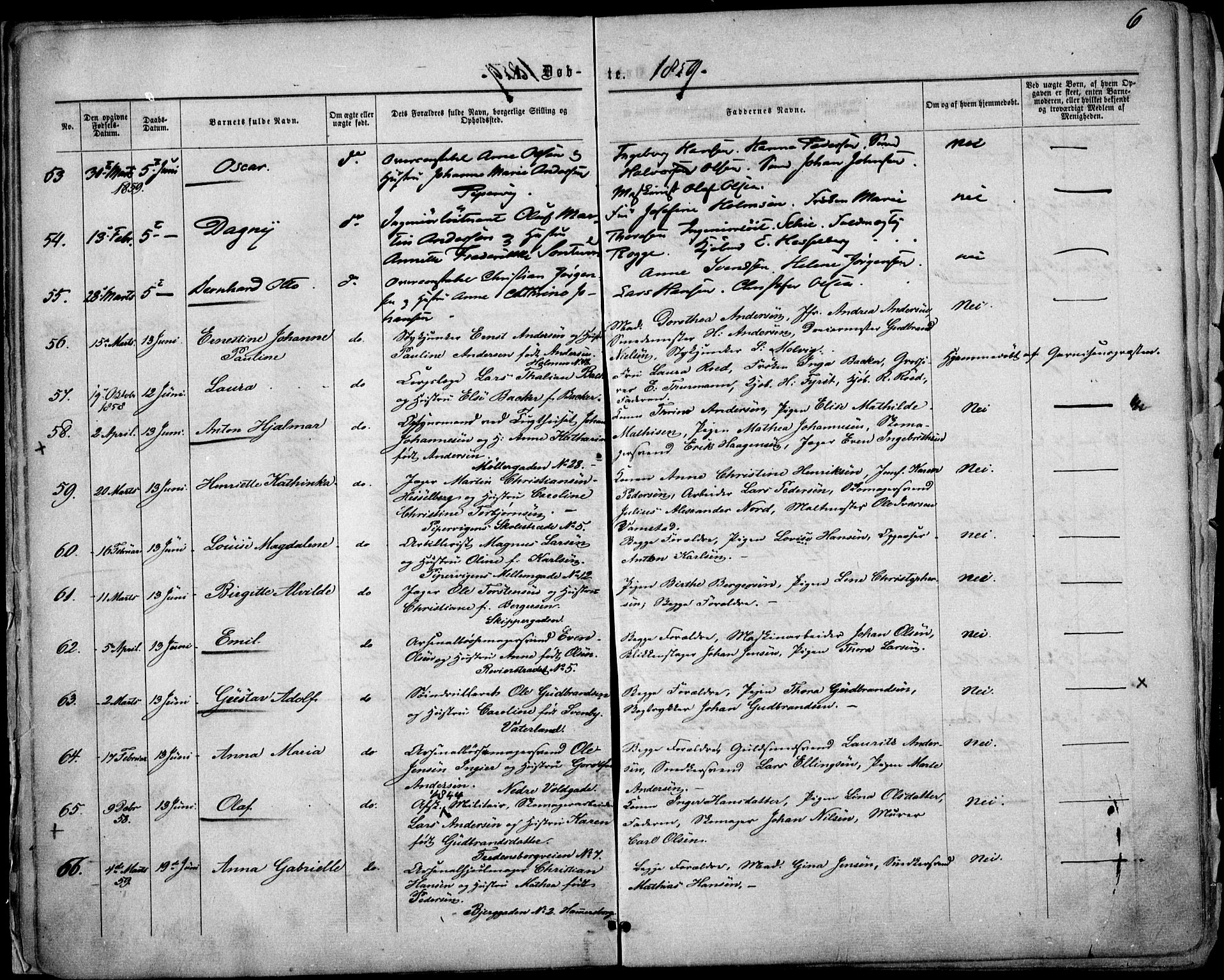 Garnisonsmenigheten Kirkebøker, SAO/A-10846/F/Fa/L0010: Parish register (official) no. 10, 1859-1869, p. 6