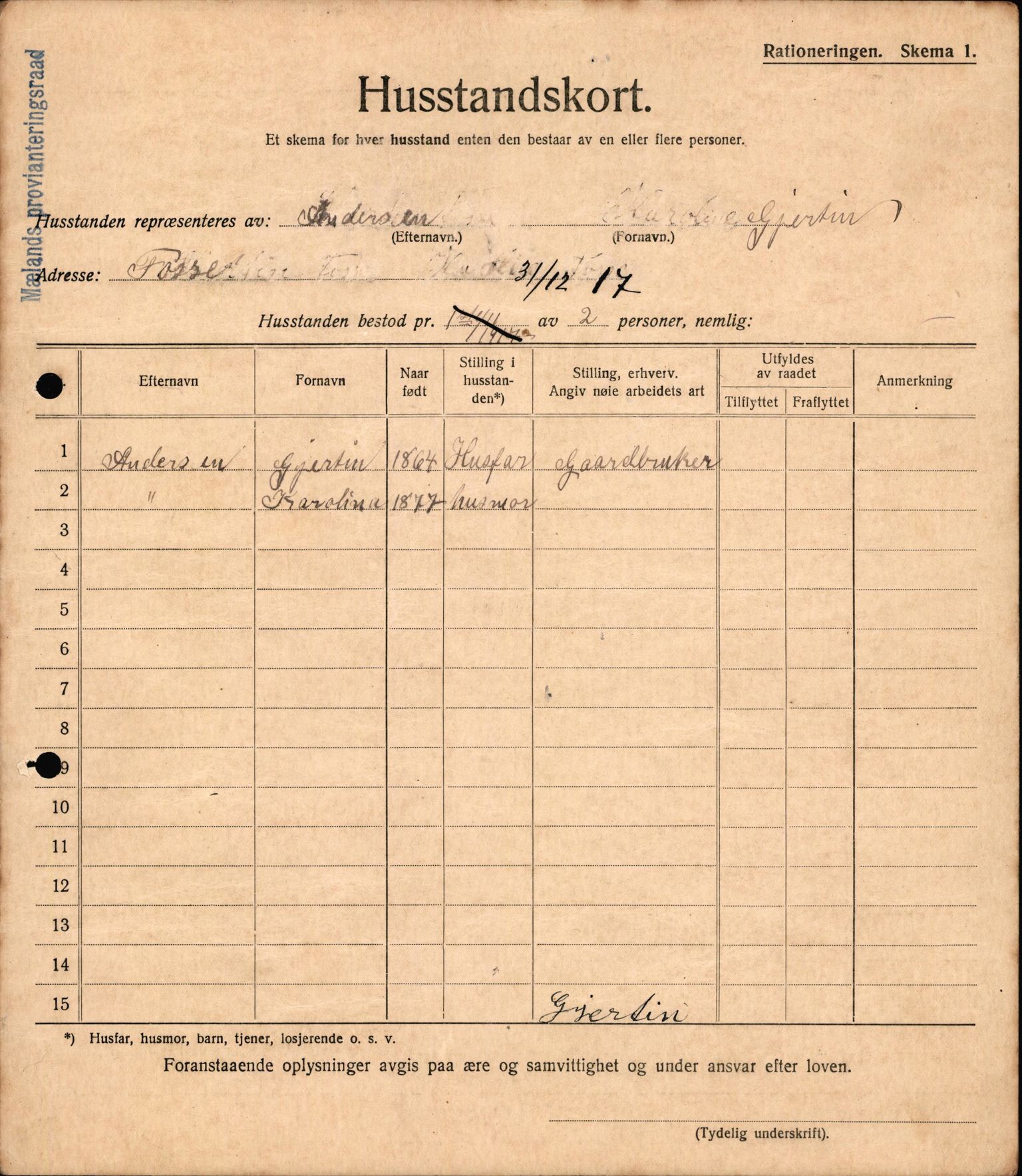 IKAH, Meland kommune, Provianteringsrådet, Husstander per 01.11.1917, 1917-1918, p. 225