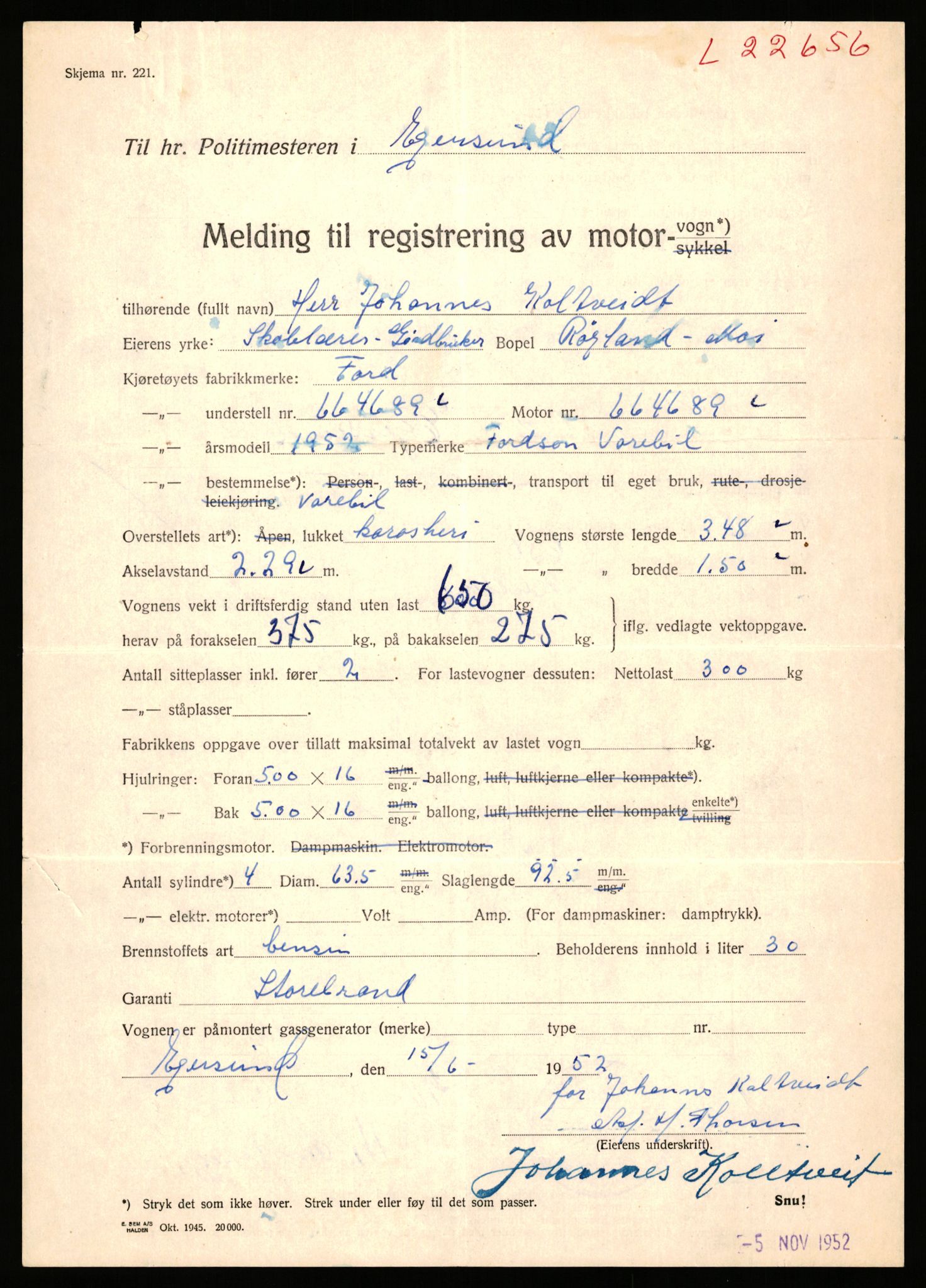 Stavanger trafikkstasjon, AV/SAST-A-101942/0/F/L0039: L-22300 - L-22799, 1930-1971, p. 1479