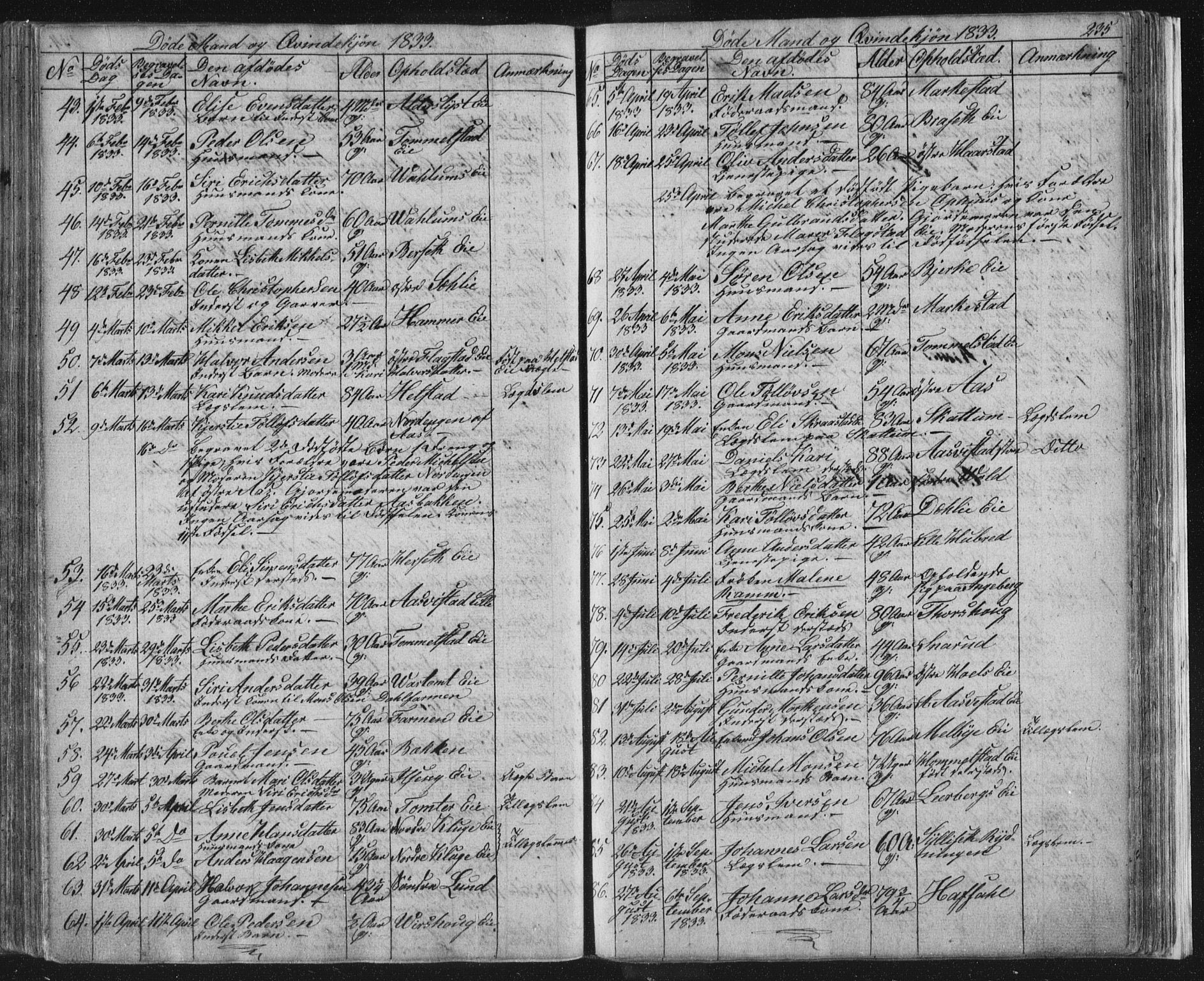 Vang prestekontor, Hedmark, SAH/PREST-008/H/Ha/Hab/L0008: Parish register (copy) no. 8, 1832-1854, p. 235