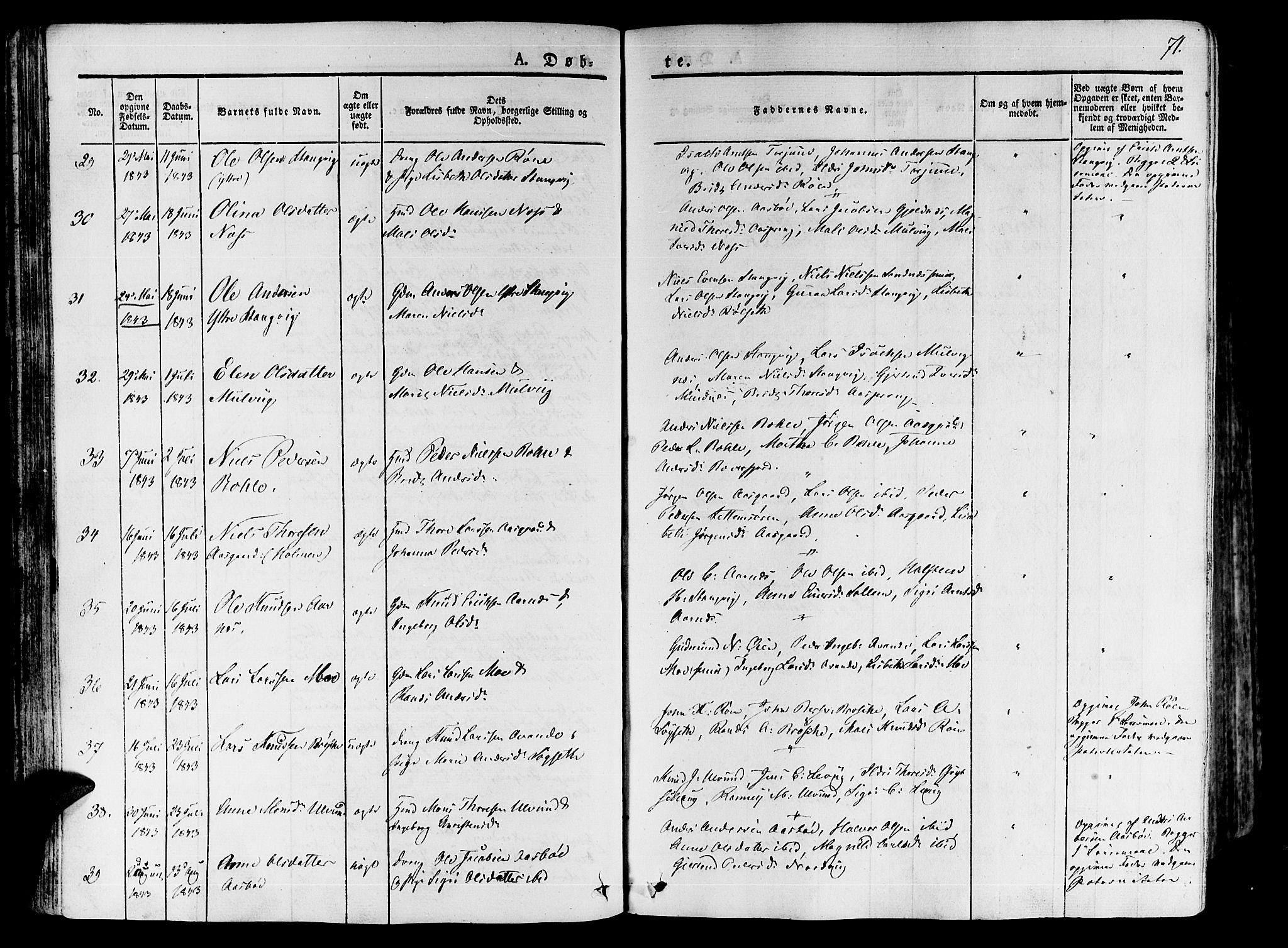 Ministerialprotokoller, klokkerbøker og fødselsregistre - Møre og Romsdal, AV/SAT-A-1454/592/L1024: Parish register (official) no. 592A03 /1, 1831-1849, p. 71