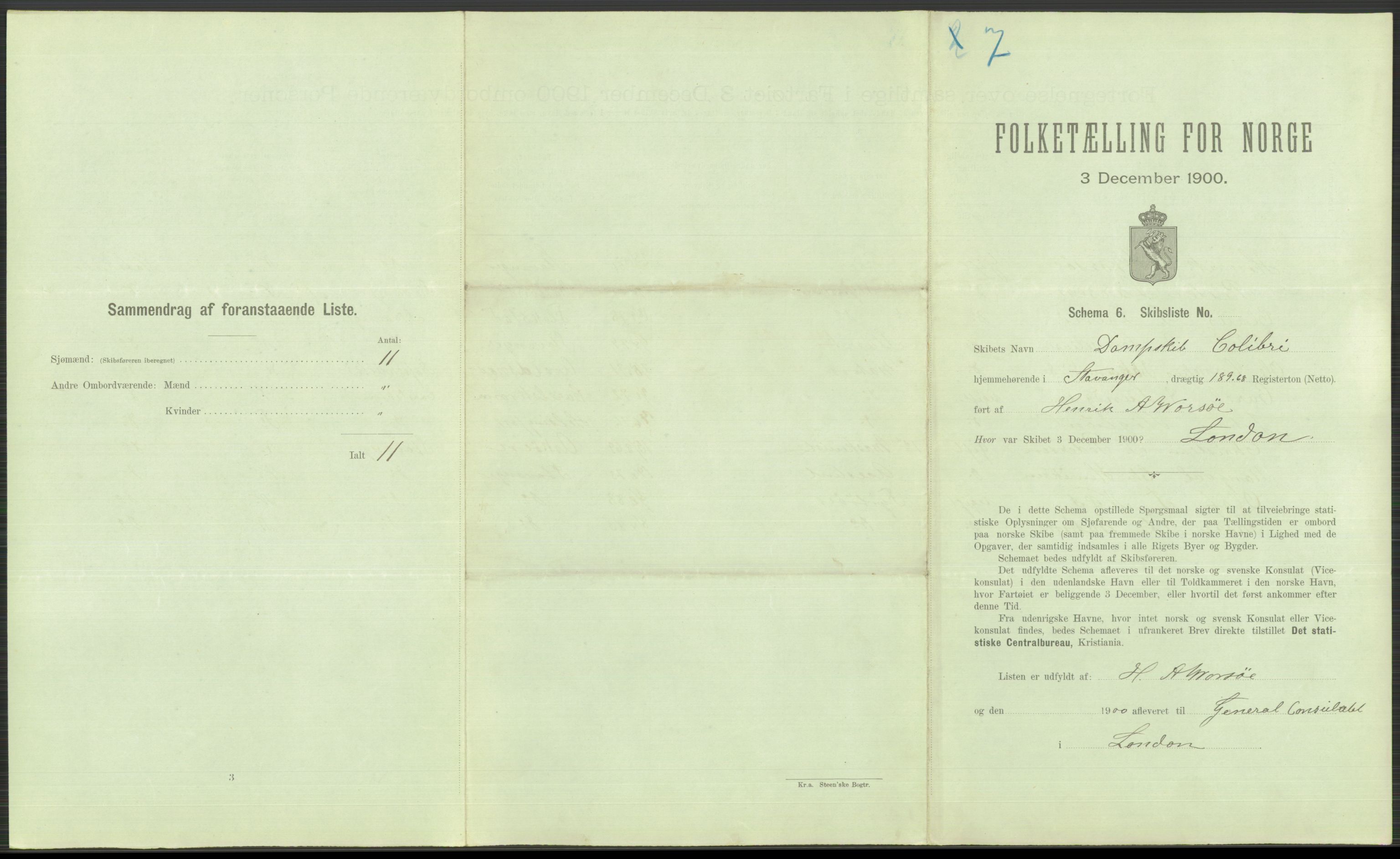 RA, 1900 Census - ship lists from ships in Norwegian harbours, harbours abroad and at sea, 1900, p. 3759