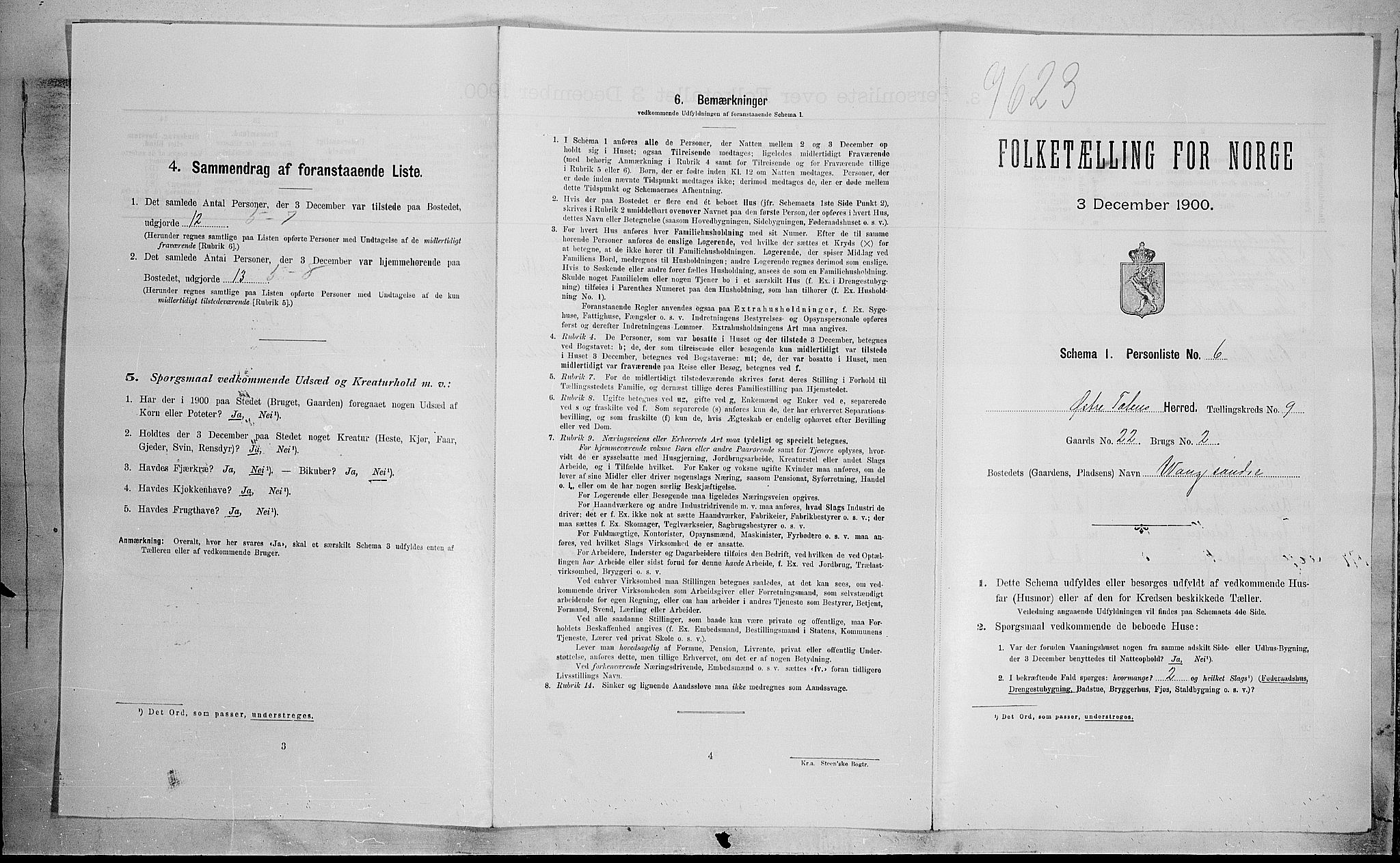 SAH, 1900 census for Østre Toten, 1900, p. 2506