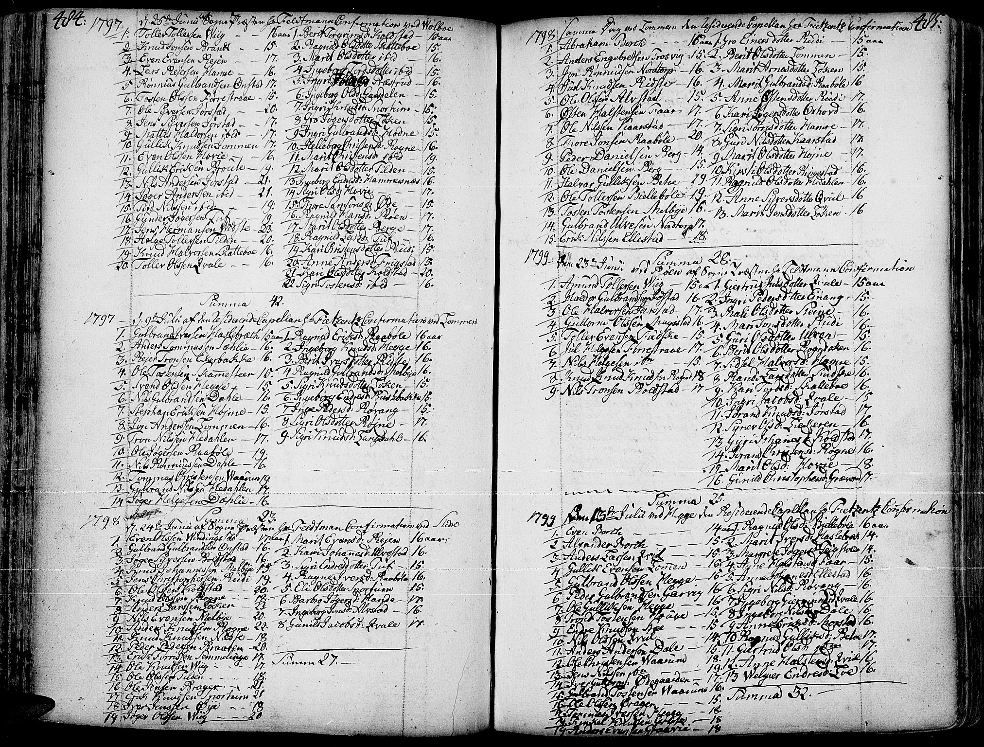 Slidre prestekontor, SAH/PREST-134/H/Ha/Haa/L0001: Parish register (official) no. 1, 1724-1814, p. 484-485