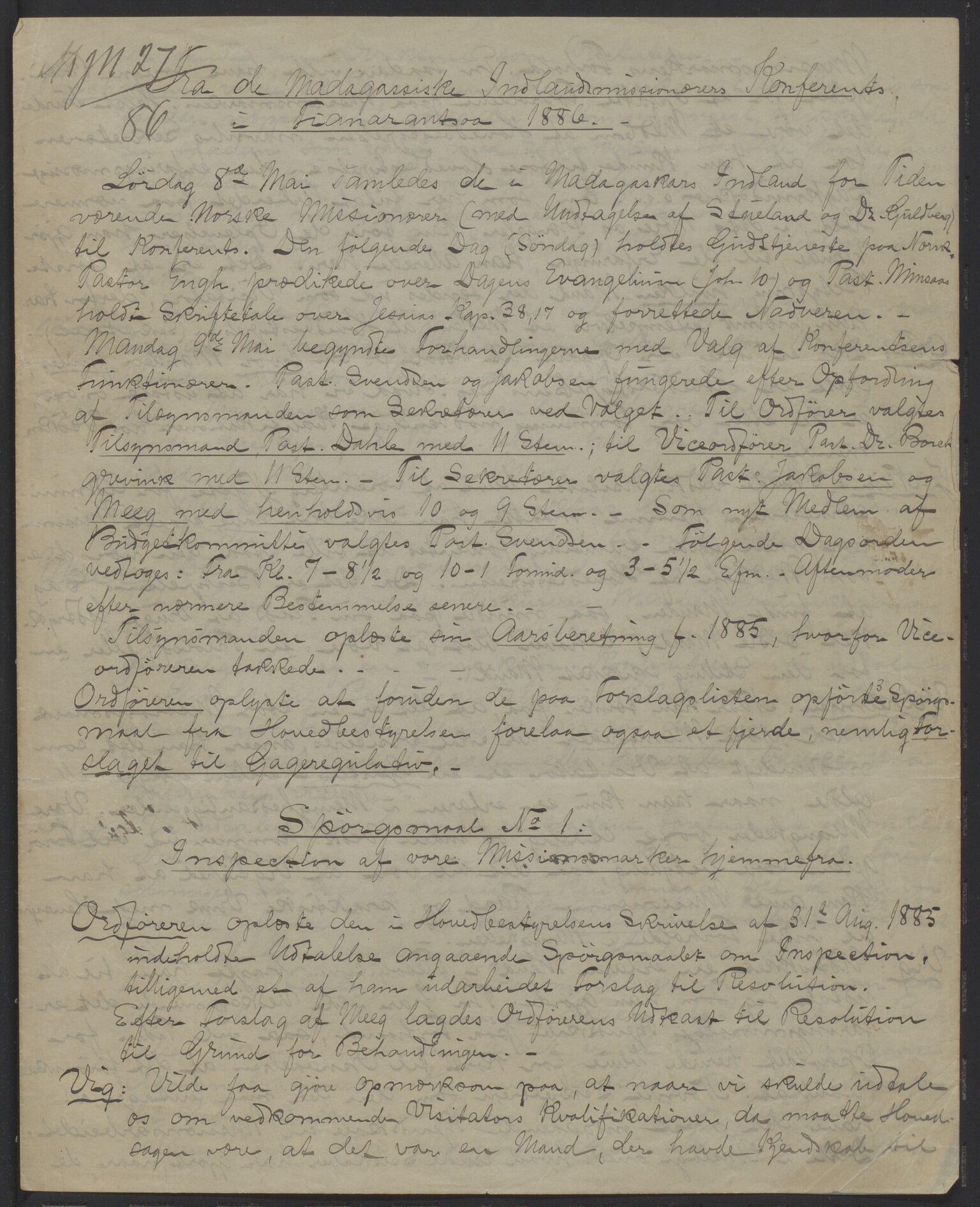 Det Norske Misjonsselskap - hovedadministrasjonen, VID/MA-A-1045/D/Da/Daa/L0036/0011: Konferansereferat og årsberetninger / Konferansereferat fra Madagaskar Innland., 1886