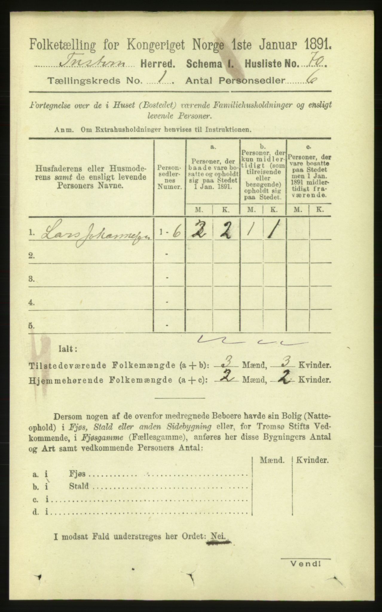 RA, 1891 census for 1572 Tustna, 1891, p. 90