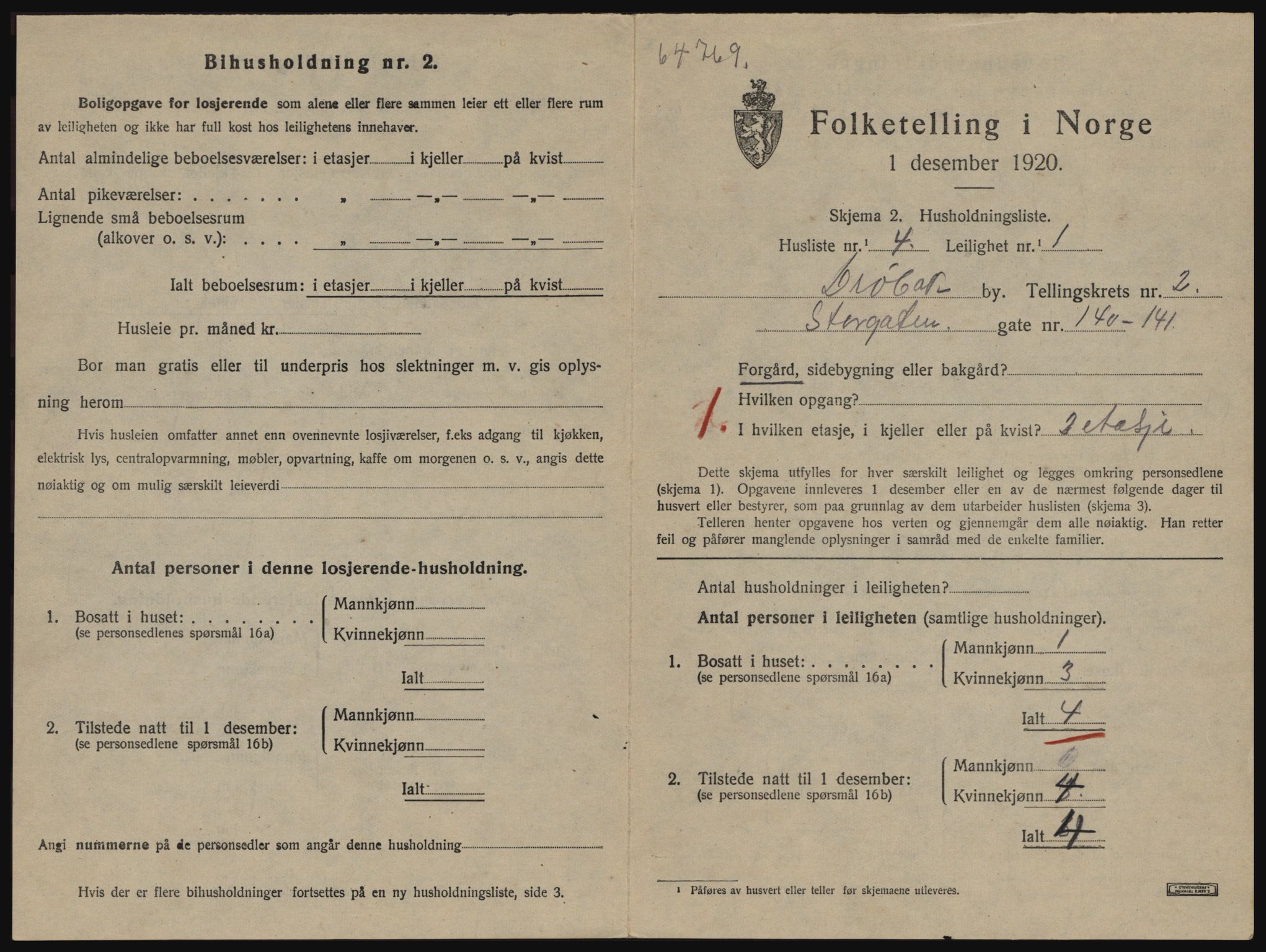 SAO, 1920 census for Drøbak, 1920, p. 937