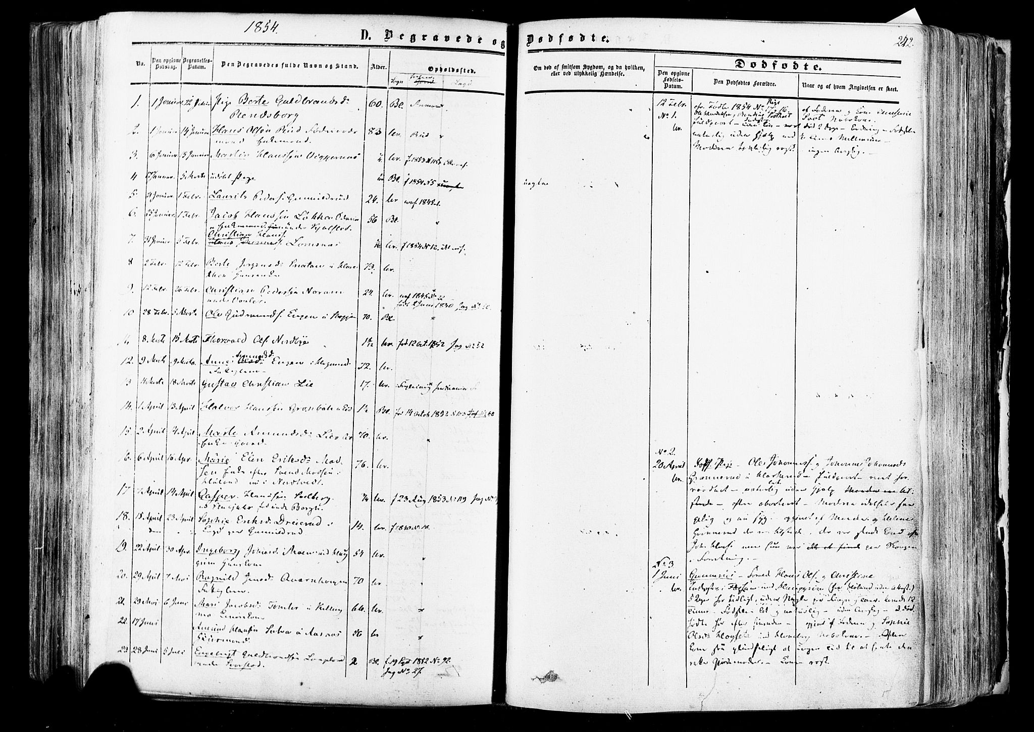 Aurskog prestekontor Kirkebøker, SAO/A-10304a/F/Fa/L0007: Parish register (official) no. I 7, 1854-1877, p. 242