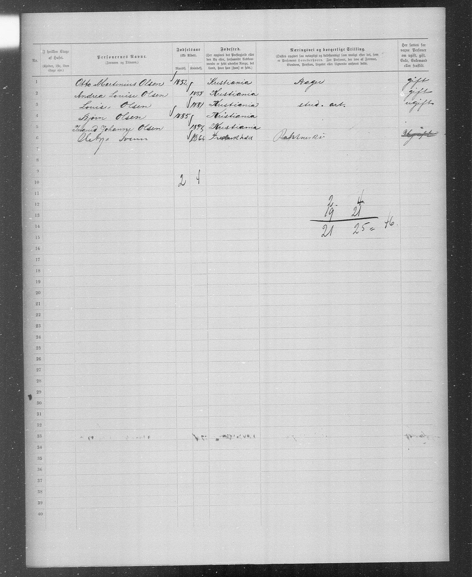 OBA, Municipal Census 1899 for Kristiania, 1899, p. 2824