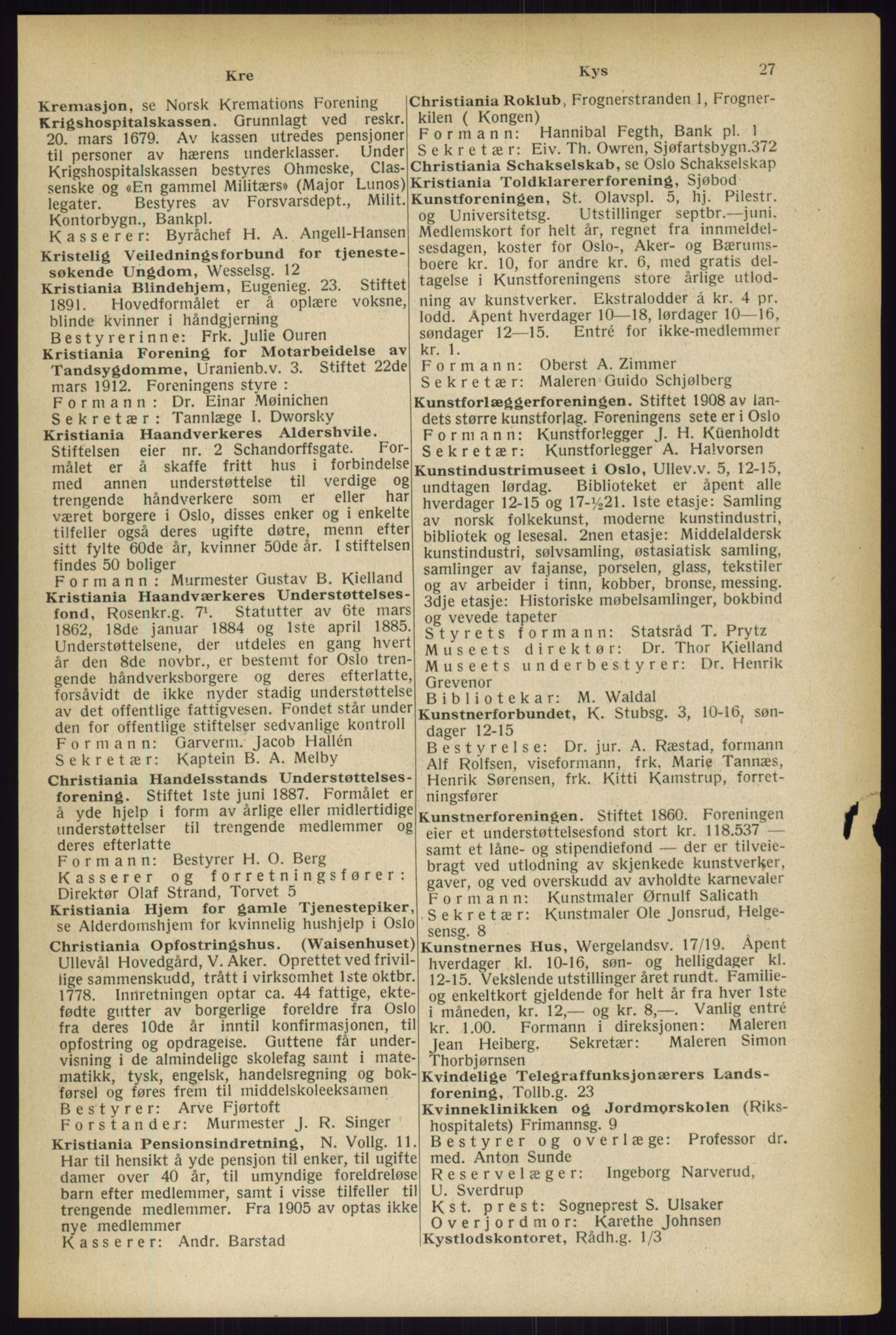 Kristiania/Oslo adressebok, PUBL/-, 1933, p. 27