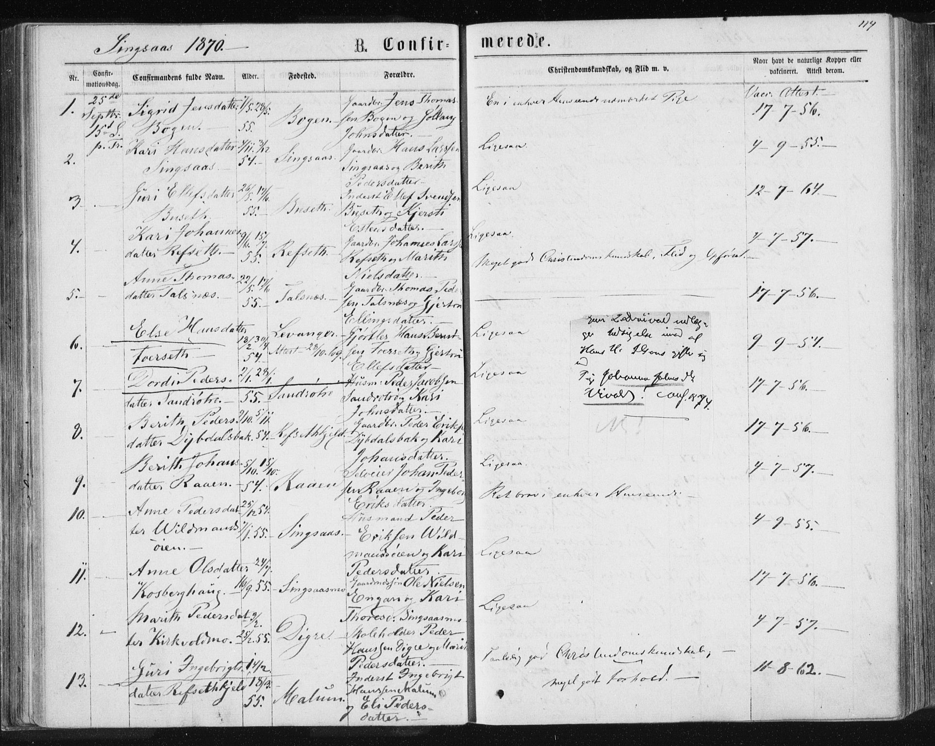 Ministerialprotokoller, klokkerbøker og fødselsregistre - Sør-Trøndelag, SAT/A-1456/685/L0970: Parish register (official) no. 685A08 /2, 1870-1878, p. 114