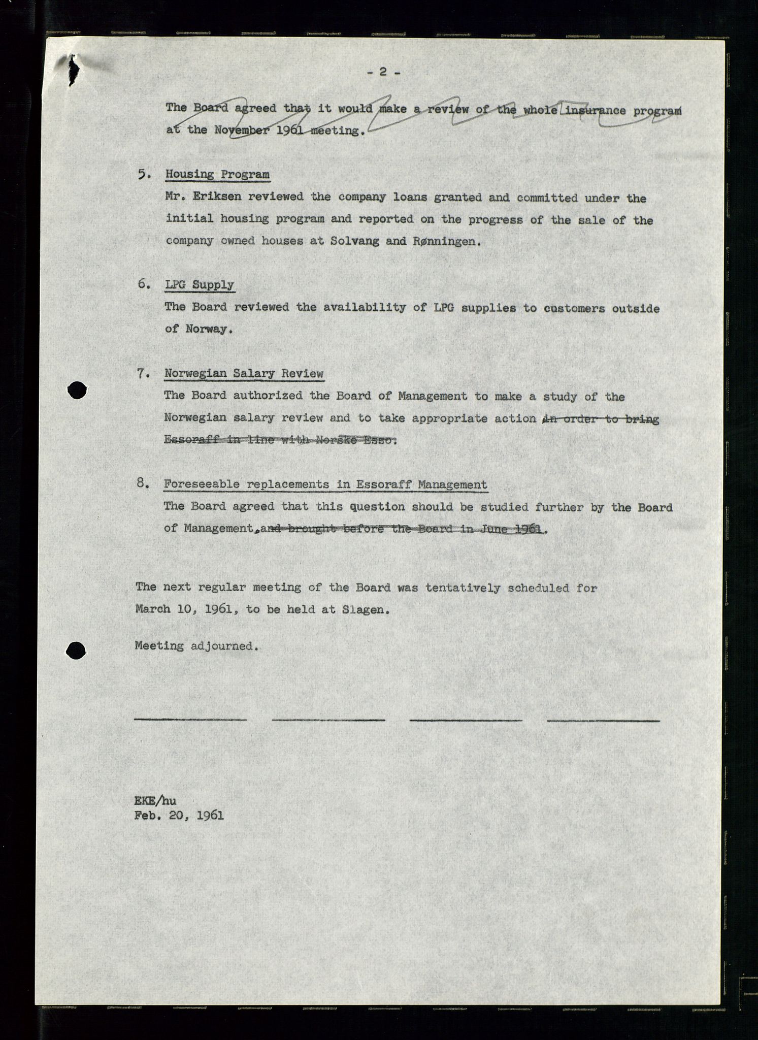 PA 1537 - A/S Essoraffineriet Norge, AV/SAST-A-101957/A/Aa/L0001/0001: Styremøter / Styremøter, board meetings, 1959-1961, p. 74