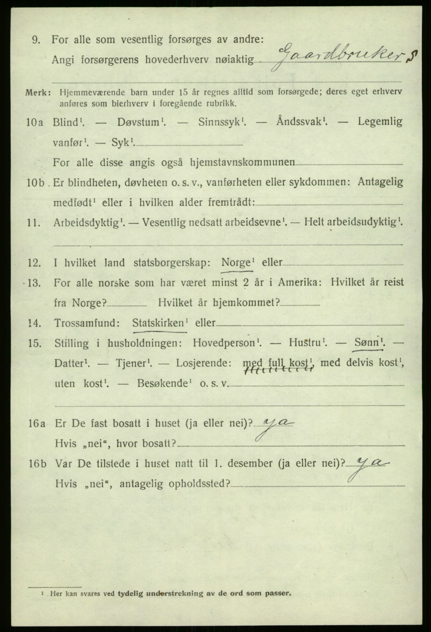 SAB, 1920 census for Hyllestad, 1920, p. 4845