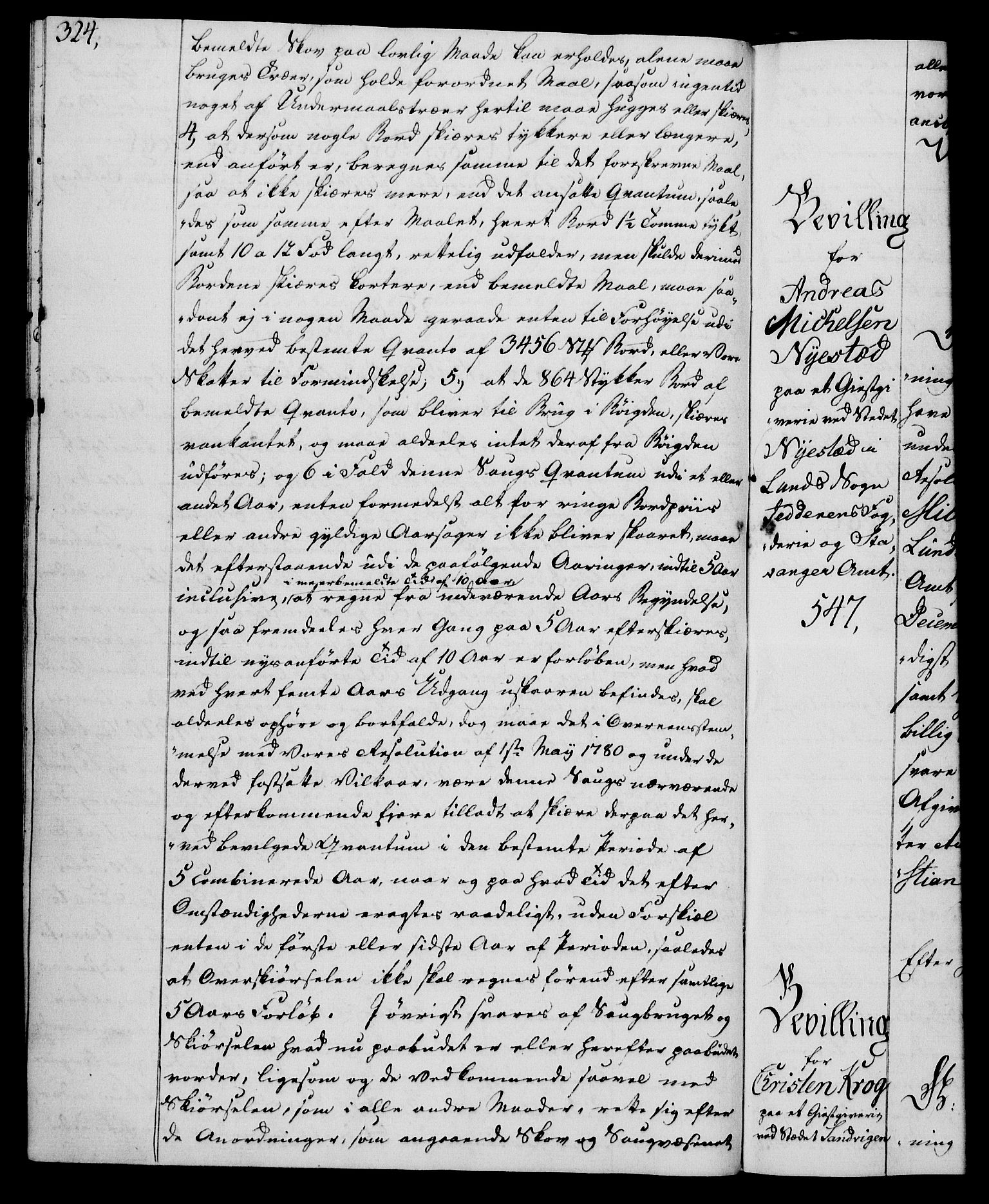 Rentekammeret, Kammerkanselliet, RA/EA-3111/G/Gg/Gga/L0015: Norsk ekspedisjonsprotokoll med register (merket RK 53.15), 1790-1791, p. 324