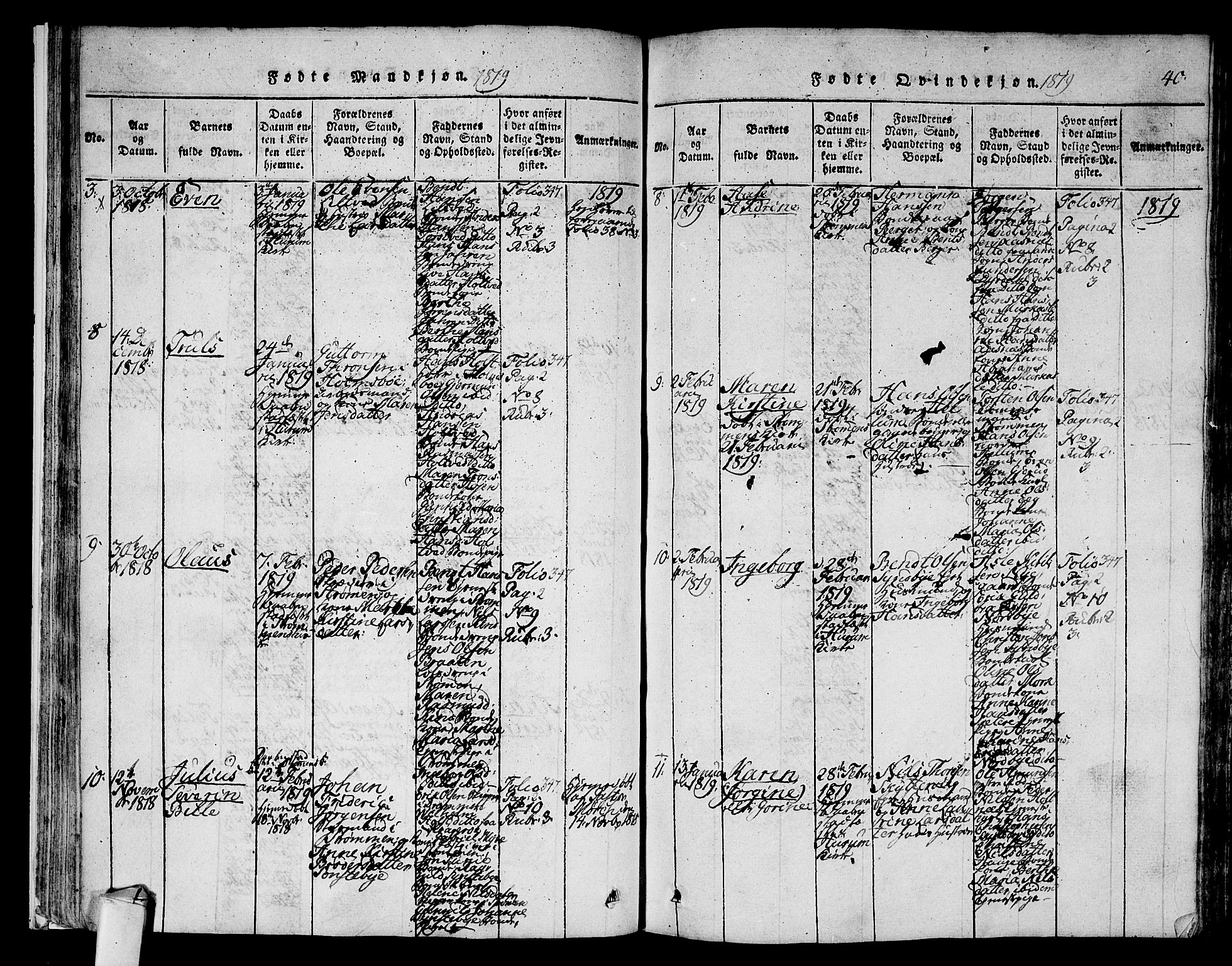 Hurum kirkebøker, AV/SAKO-A-229/F/Fa/L0009: Parish register (official) no. 9, 1816-1826, p. 40