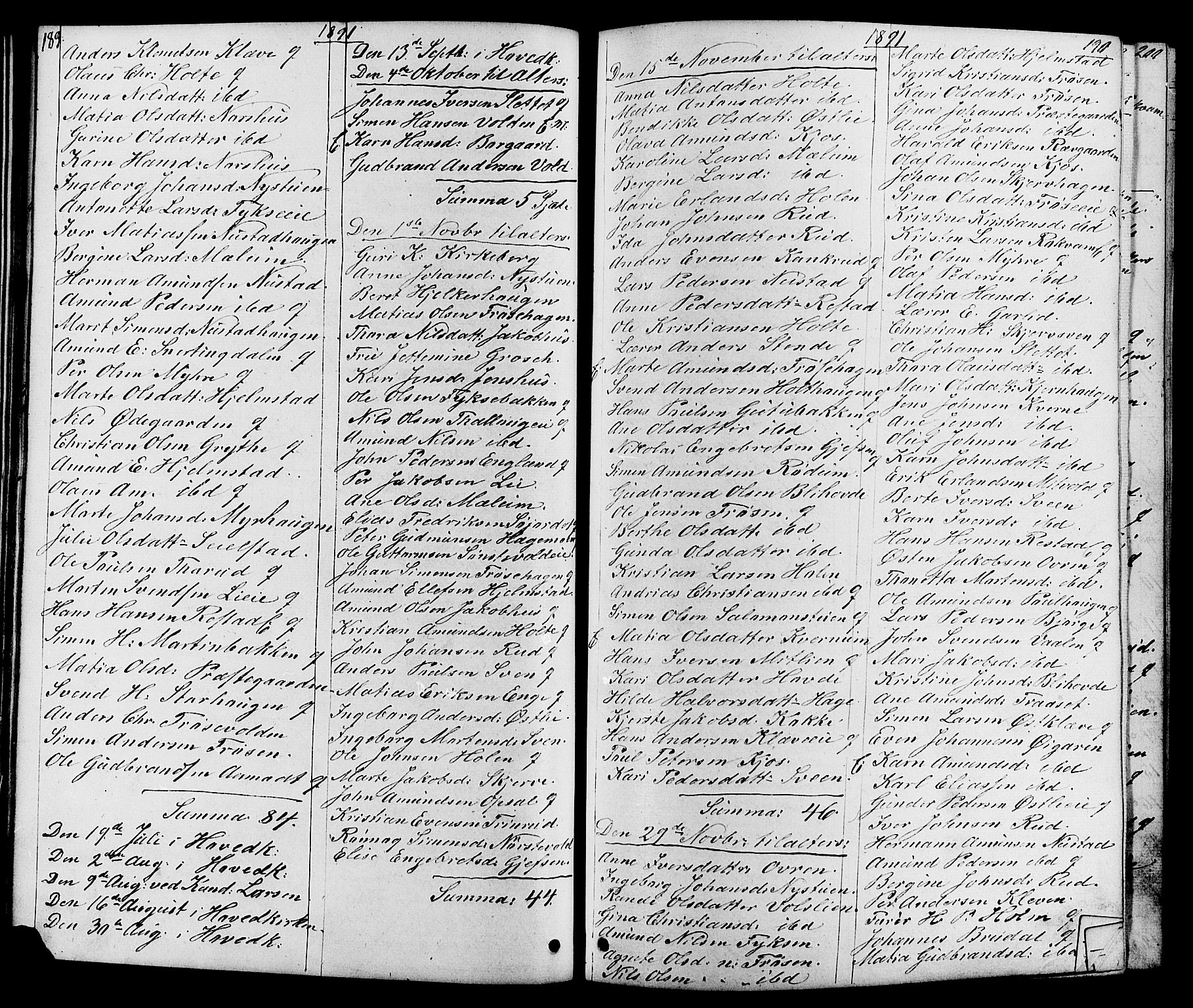 Østre Gausdal prestekontor, SAH/PREST-092/H/Ha/Hab/L0001: Parish register (copy) no. 1, 1863-1893, p. 189-190
