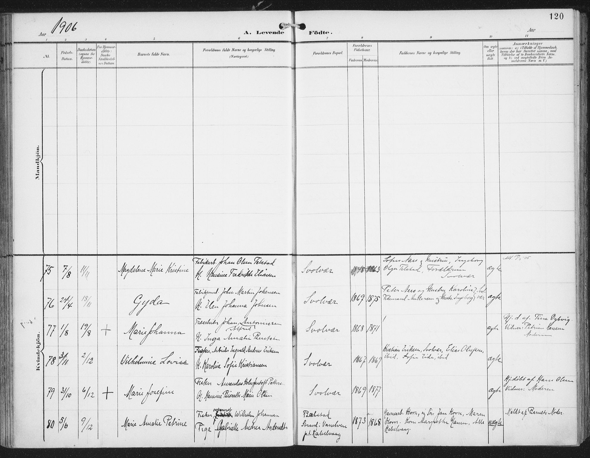 Ministerialprotokoller, klokkerbøker og fødselsregistre - Nordland, AV/SAT-A-1459/874/L1062: Parish register (official) no. 874A06, 1899-1907, p. 120