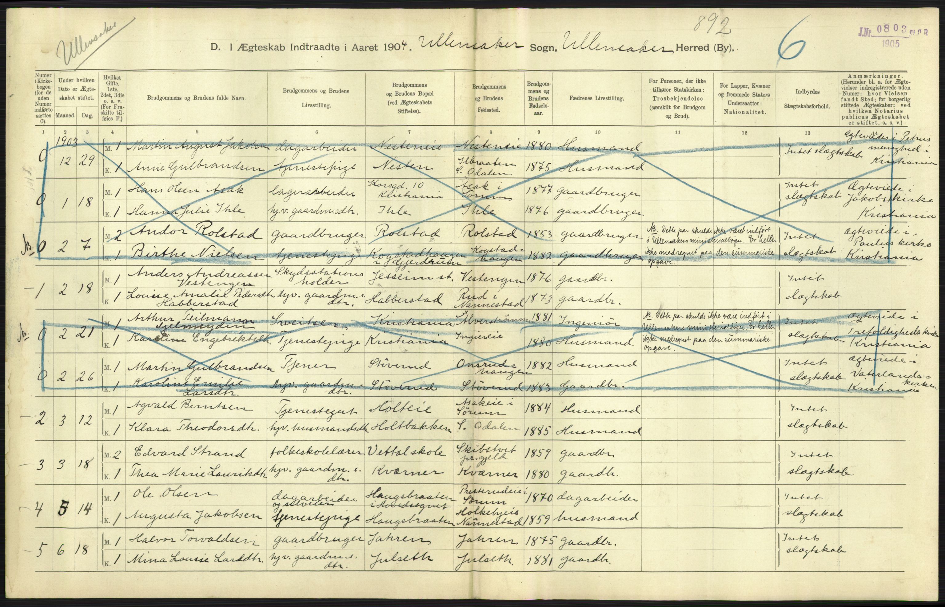 Statistisk sentralbyrå, Sosiodemografiske emner, Befolkning, AV/RA-S-2228/D/Df/Dfa/Dfab/L0002: Akershus amt: Fødte, gifte, døde, 1904, p. 471