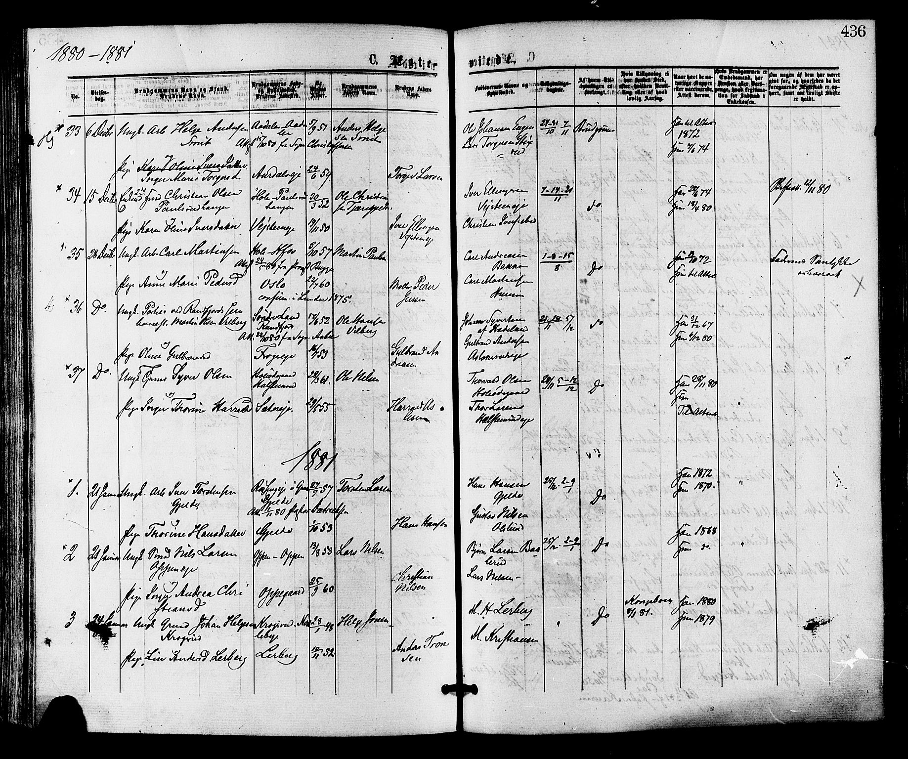 Norderhov kirkebøker, AV/SAKO-A-237/F/Fa/L0015: Parish register (official) no. 15, 1875-1884, p. 436