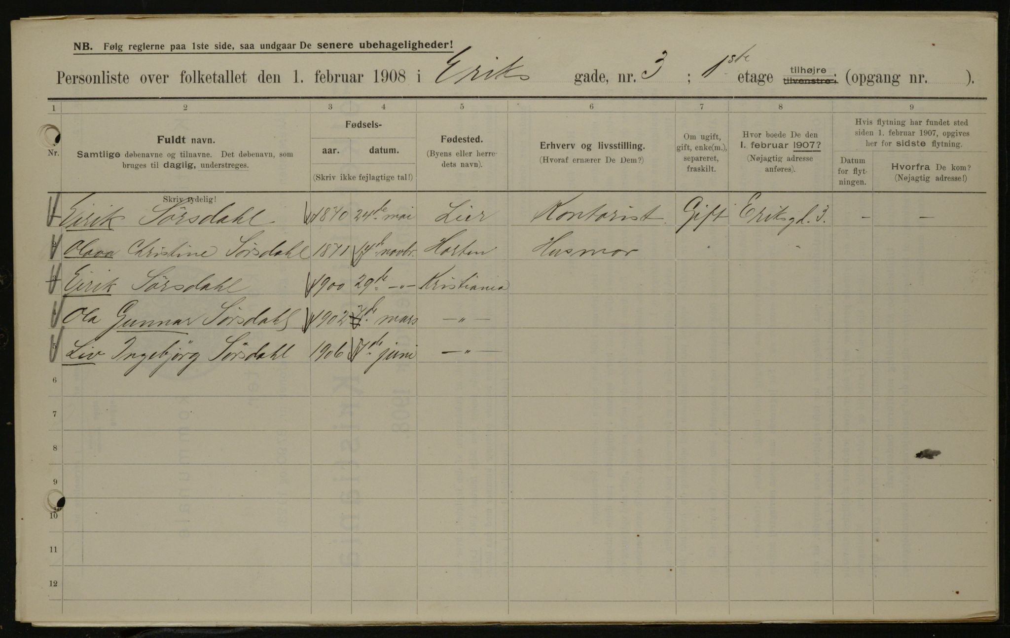 OBA, Municipal Census 1908 for Kristiania, 1908, p. 17975