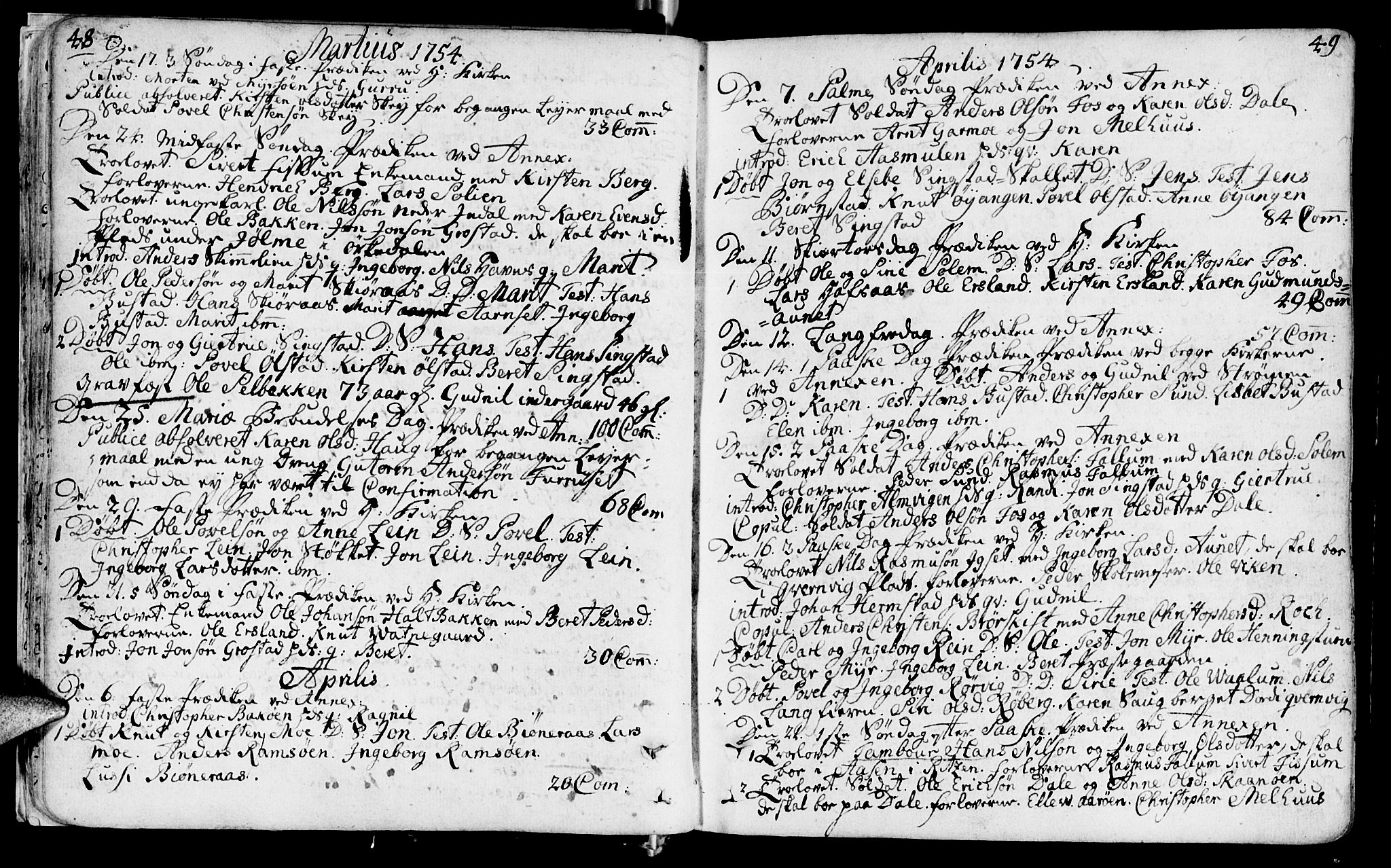 Ministerialprotokoller, klokkerbøker og fødselsregistre - Sør-Trøndelag, SAT/A-1456/646/L0605: Parish register (official) no. 646A03, 1751-1790, p. 48-49