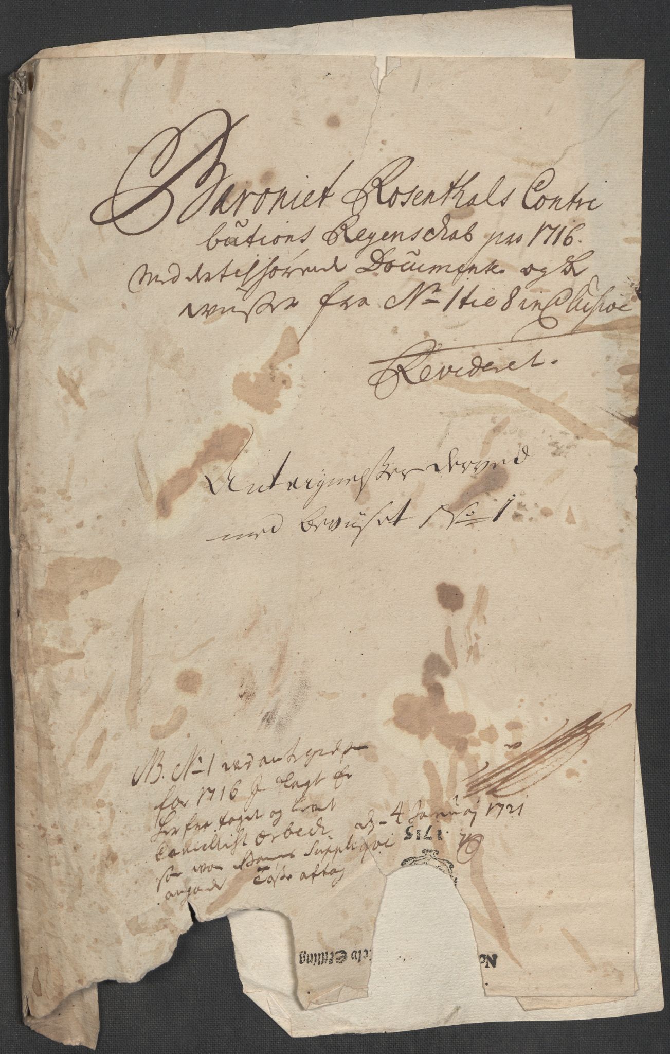 Rentekammeret inntil 1814, Reviderte regnskaper, Fogderegnskap, AV/RA-EA-4092/R49/L3139: Fogderegnskap Rosendal Baroni, 1715-1717, p. 105