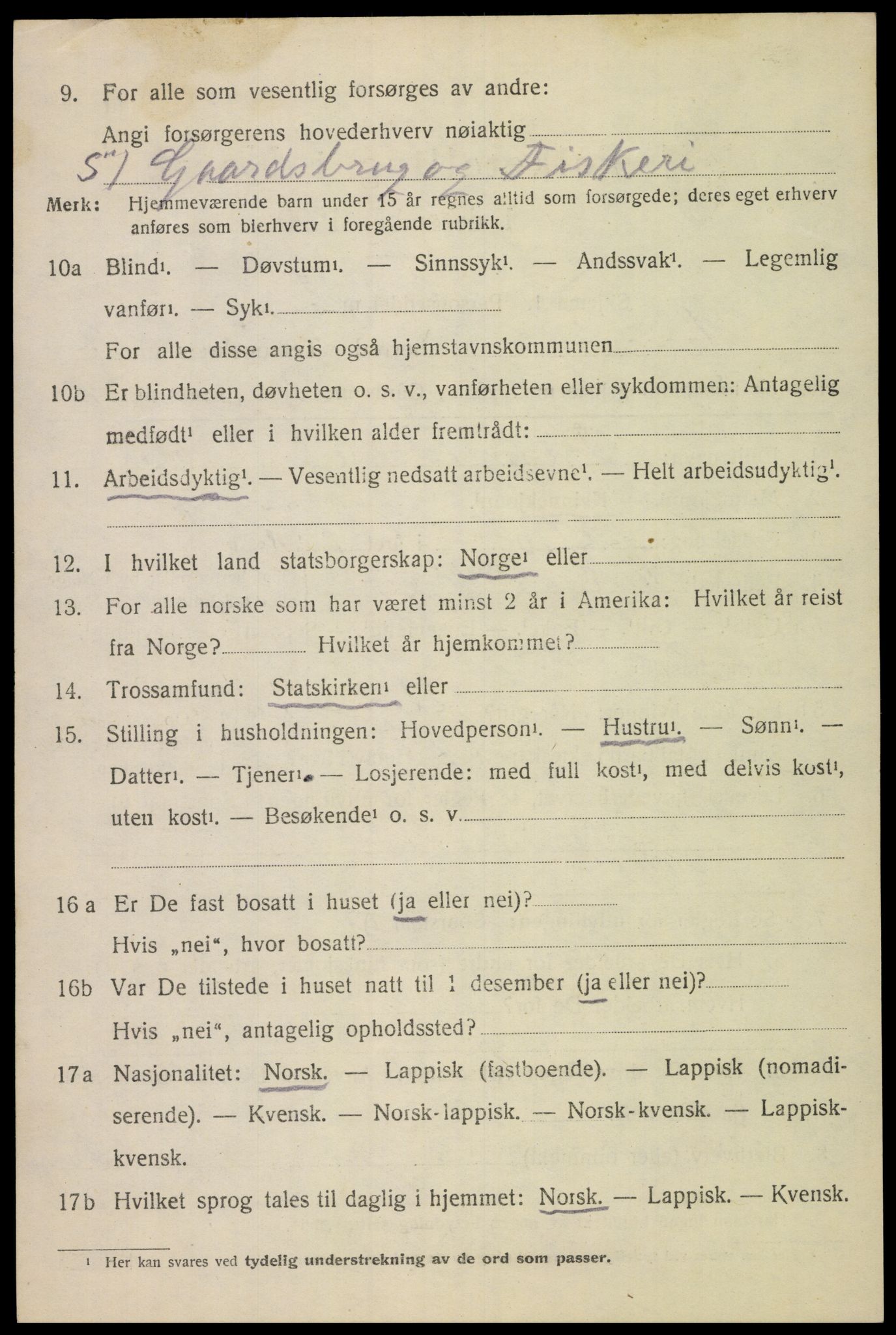 SAT, 1920 census for Gimsøy, 1920, p. 3086