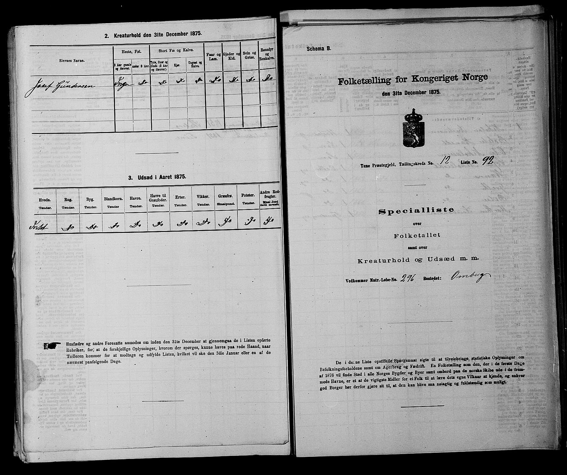 RA, 1875 census for 0130P Tune, 1875, p. 2058