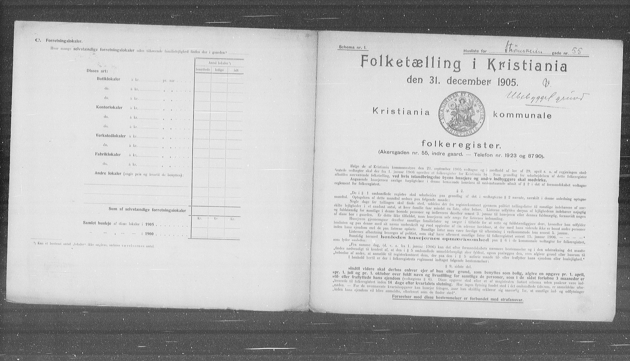 OBA, Municipal Census 1905 for Kristiania, 1905, p. 54660