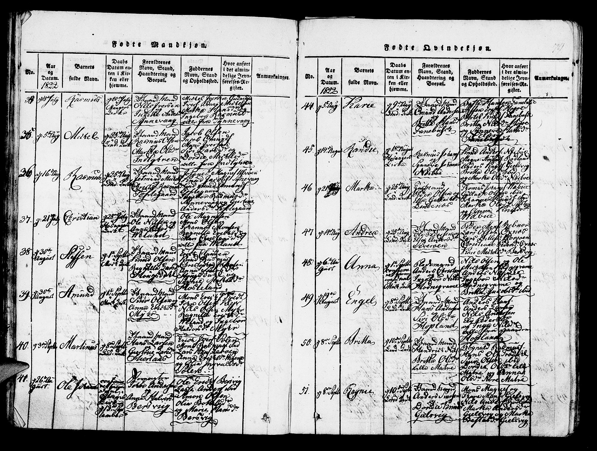 Lindås Sokneprestembete, AV/SAB-A-76701/H/Haa/Haaa/L0007: Parish register (official) no. A 7, 1816-1823, p. 79